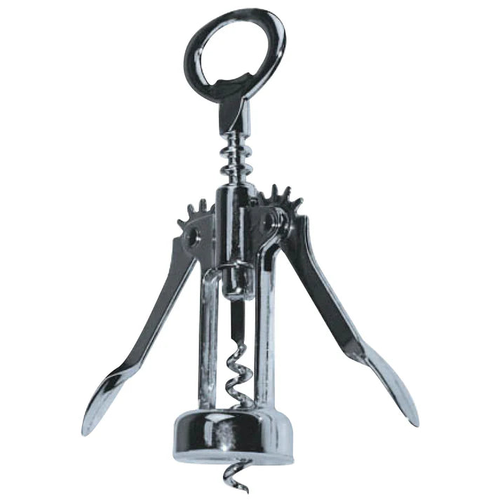 Winco Wing Corkscrew - Premium Chrome Wine Opener with Easy Grip Handles for Smooth Cork Removal | Perfect for Home Bars, Restaurants, and Wine Tasting Events
