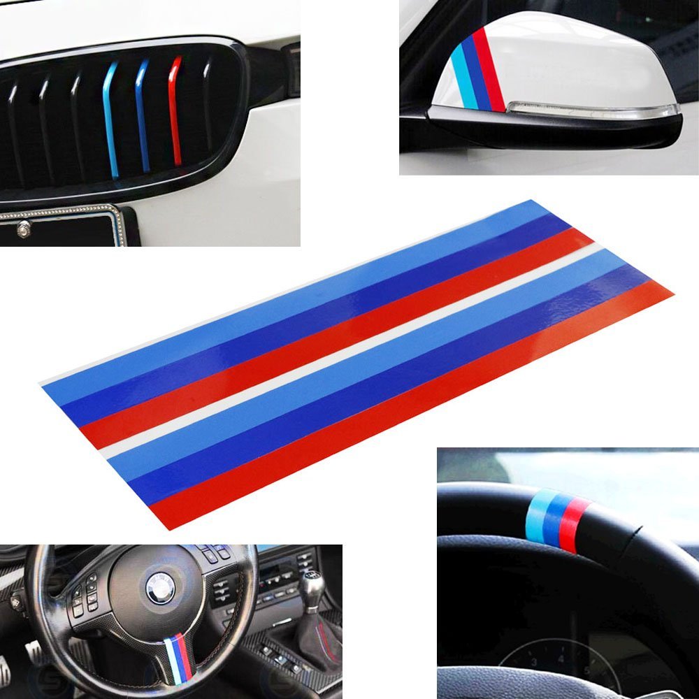2-Piece 9M Colorful Stripe Decal Stickers for BMW Cars - Exterior & Interior Decoration - Perfect for Customizing Your BMW 3 Series, 5 Series, X3 or X5 Models