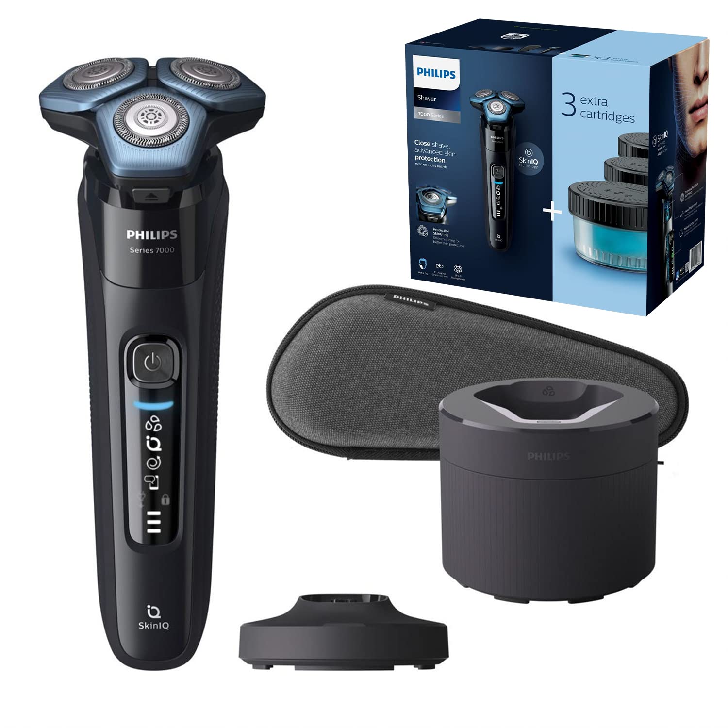 Philips S7783/63 Series 7000 Men's Electric Shaver - Rechargeable Wet & Dry Cordless Razor with ComfortCut Blades, Silver - Perfect for Travel, Home & Office Use