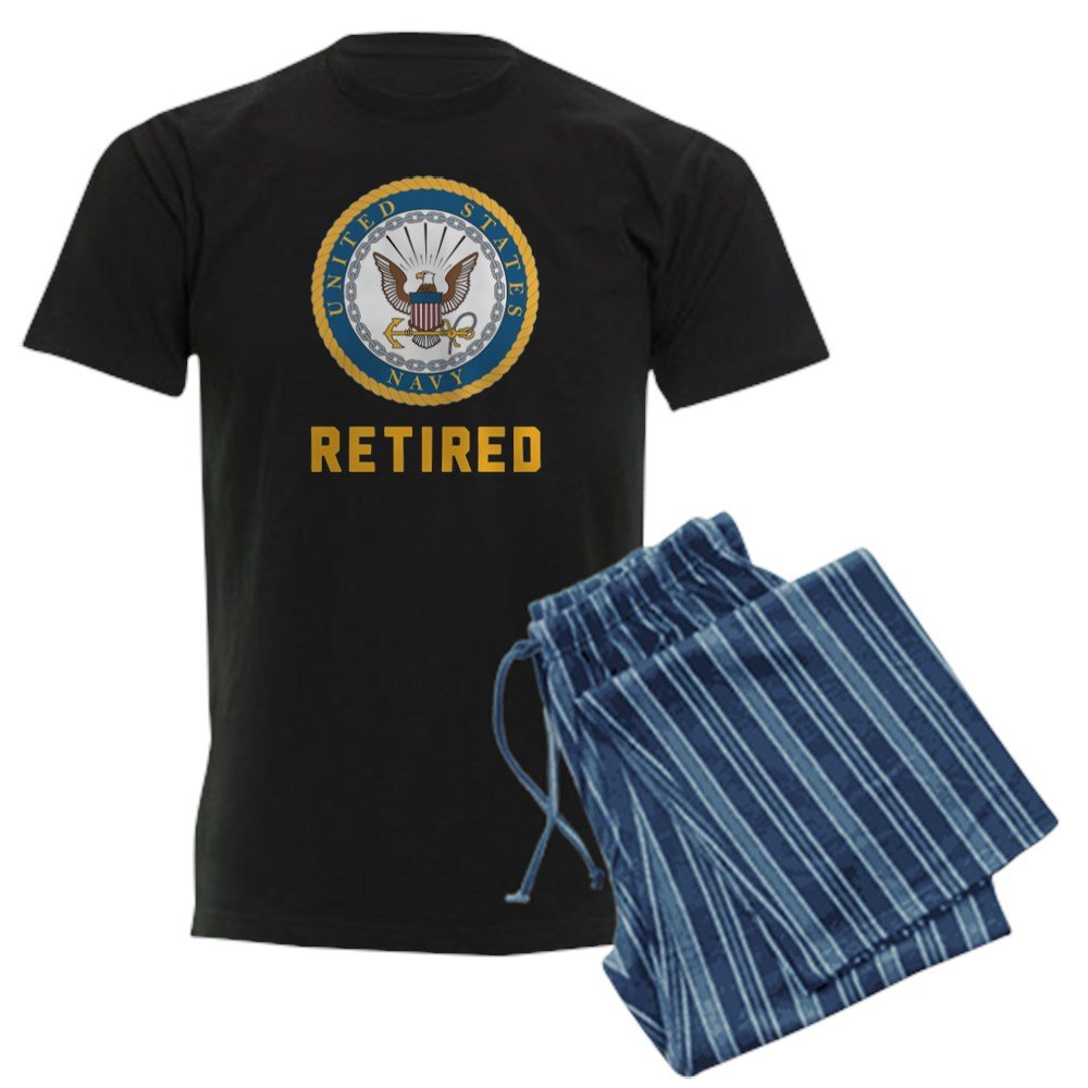 US Navy Retired Men's Dark Pajama Set - Comfortable Sleepwear for Veterans - Perfect for Lounging, Sleeping & Relaxing at Home