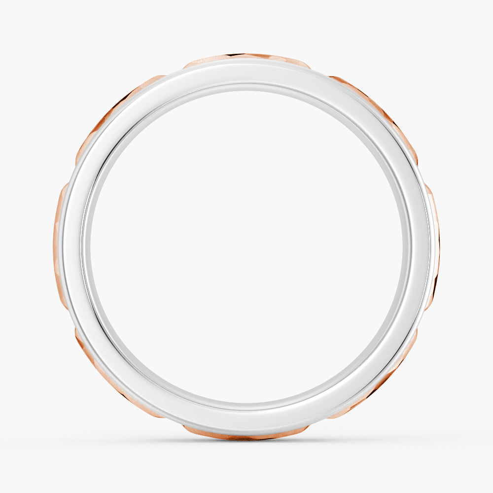 7mm Two Tone Hammered Men's Wedding Band - Comfort Fit Tungsten Carbide Ring for Grooms, Anniversary & Promise - Perfect for Everyday Wear & Special Occasions