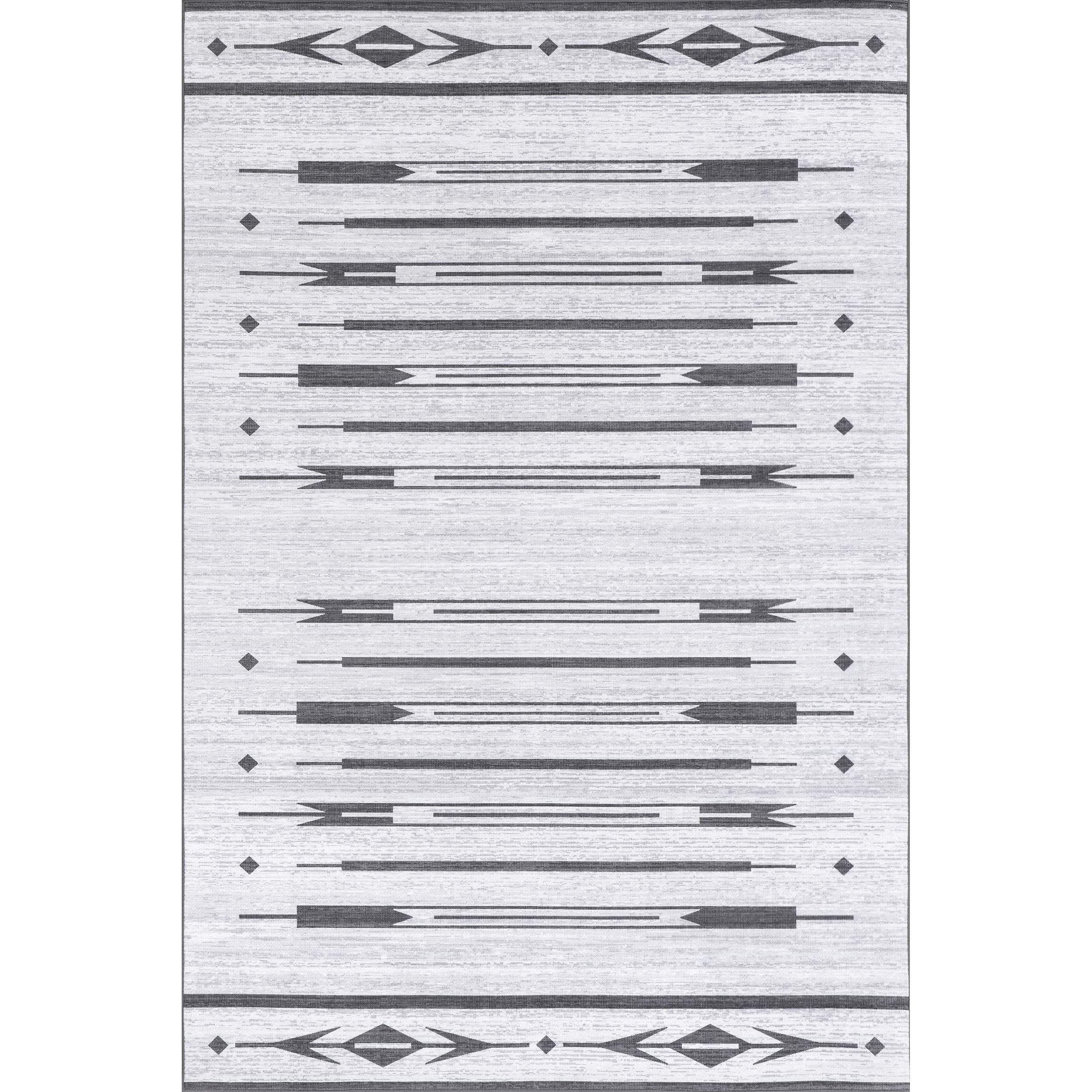 nuLOOM Katia Southwestern Machine Washable Indoor/Outdoor Area Rug 5x8 Feet, Light Grey - Perfect for Living Room, Patio, or Dorm Decor