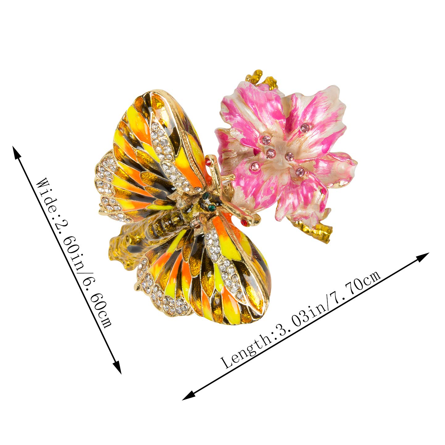 Hand Painted Butterfly Jewelry Box - Decorative Hinged Trinket Box for Rings, Necklaces & Keepsakes - Unique Gift for Women, Home Decor for Bedroom & Dresser