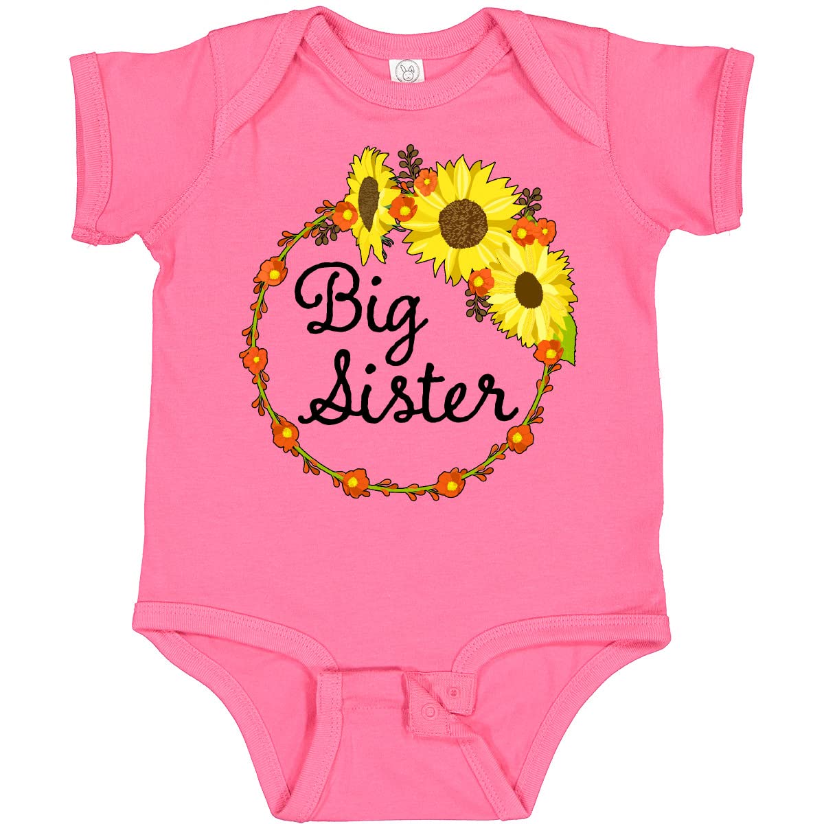 Inktastic Big Sister Sunflower Wreath Baby Bodysuit - Cute Matching Outfit for Newborn Girls & Toddlers - Perfect for Sibling Photos, Family Events & Baby Showers