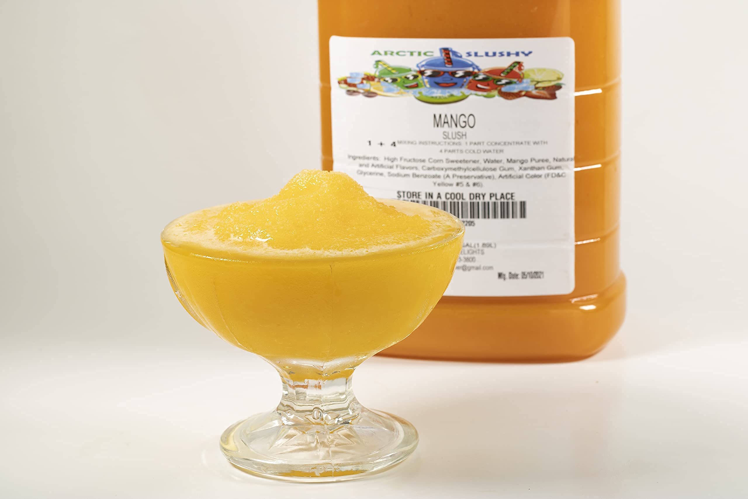 Arctic Slushy Frozen Slushie Syrup Mix - Mango Flavor for Ice Drink Machines & Blenders - DIY & Commercial Use - Makes 40 Cups (Half Gallon) - Perfect for Parties, Summer Treats & Frozen Beverage Business