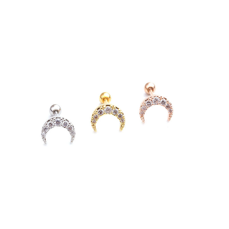 20G Cartilage Tiny Stud Earrings - Moon Shape Hypoallergenic Stainless Steel Earrings for Women | Perfect for Daily Wear, Gifts & Piercing Jewelry Collection