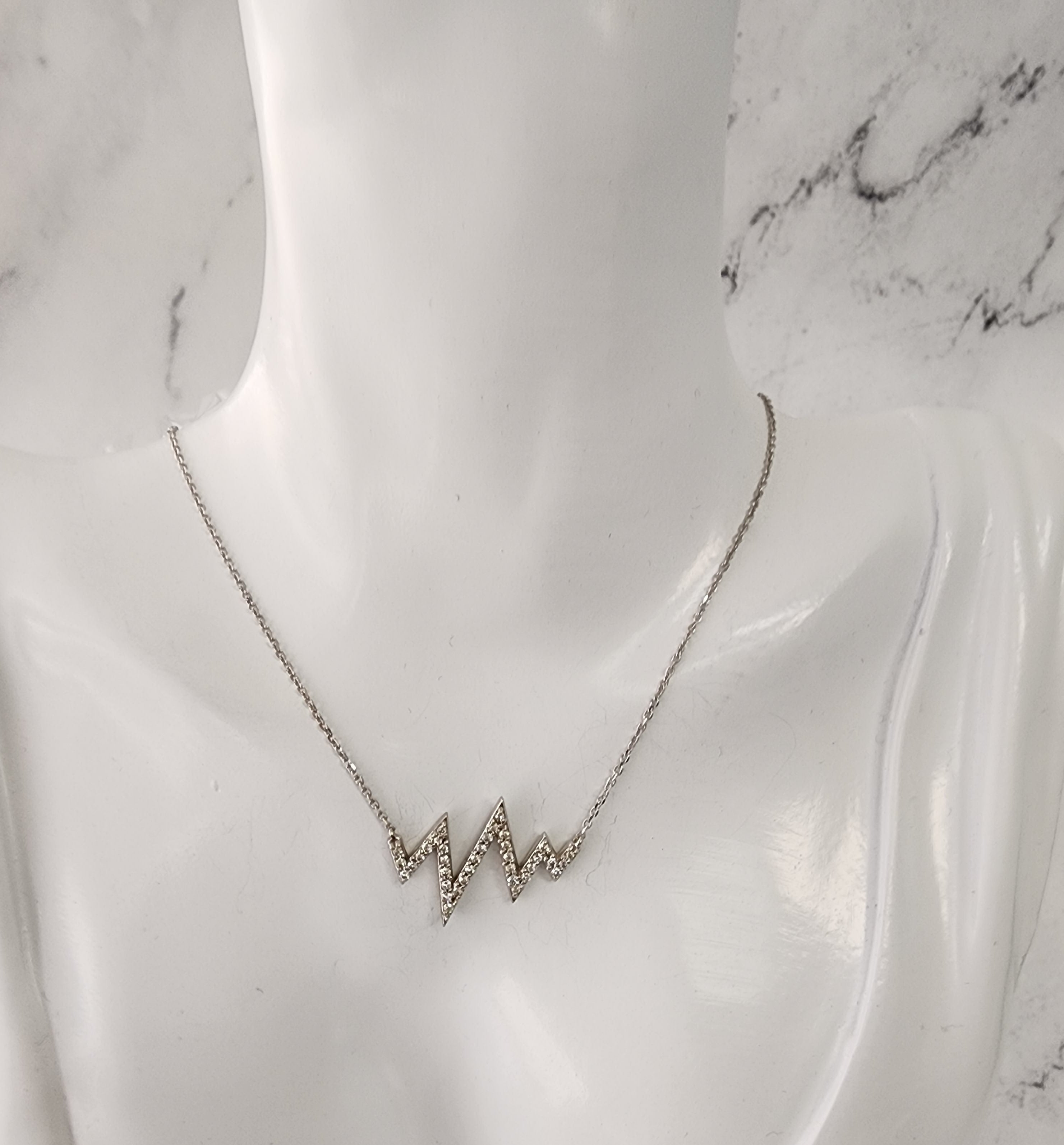 Stunning Lightning Bolt or Heartbeat Diamond Statement Necklace for Women - Elegant Jewelry Gift for Valentine's Day, Anniversary & Special Occasions