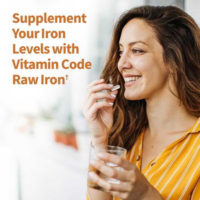 Vitamin Code Raw Iron Supplement - 30 Capsules for Energy & Immunity Support | Vegan, Non-GMO | Ideal for Active Lifestyles & Iron Deficiency