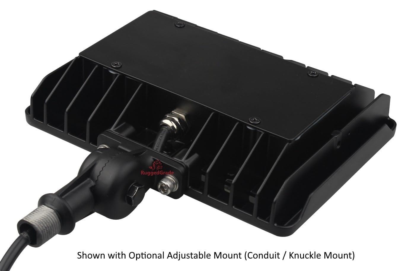 RuggedGrade 50 Watt LED Flood Light - Kivo Series Waterproof Outdoor Lighting with Conduit Threaded Mount - Bright 5000K Daylight for Parking Lots, Warehouses & Building Facades
