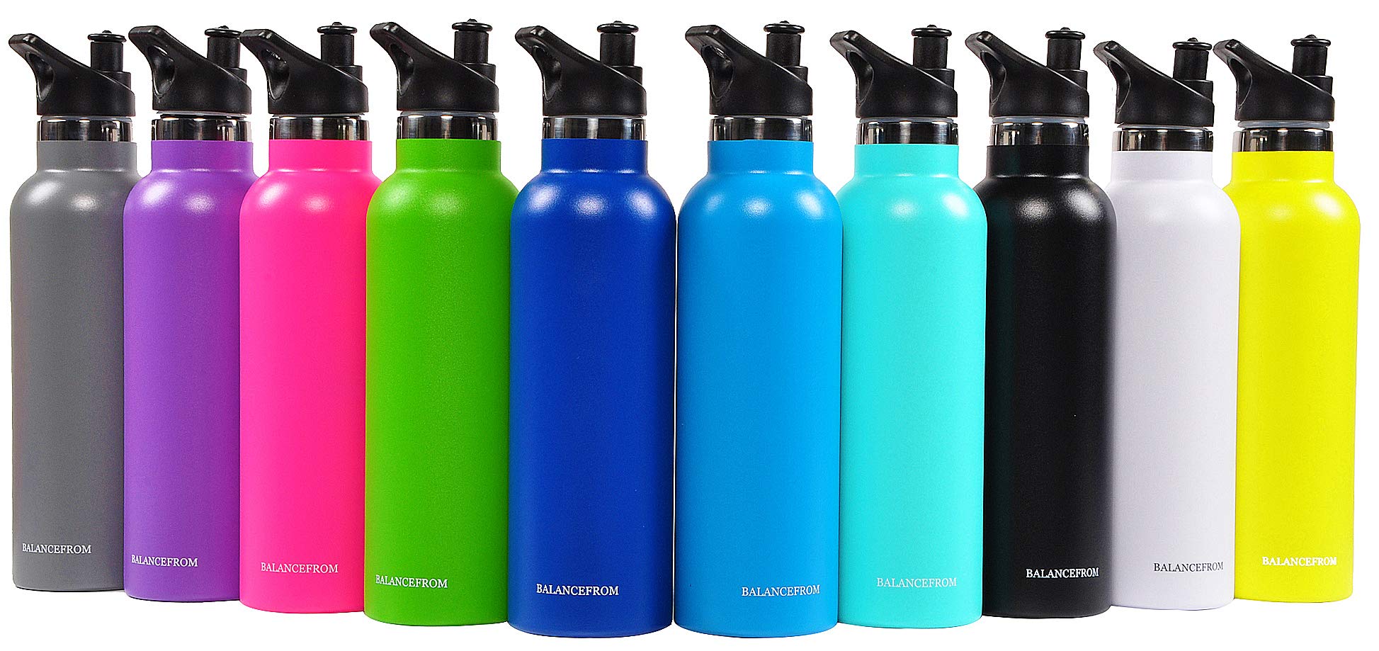 Signature Fitness Double-Wall Vacuum Insulated Stainless Steel Water Bottle - 3 Lids, 20oz/32oz, 12 Colors - Leakproof & Sweatproof for Gym, Hiking, Office & Travel