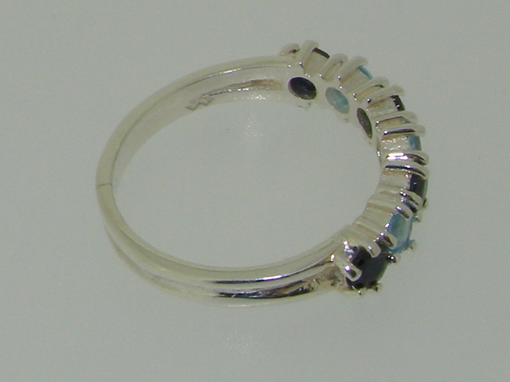 10K White Gold Genuine Blue Topaz & Sapphire Women's Eternity Ring - Elegant Wedding Band, Anniversary Gift for Her, Perfect for Bridal Jewelry and Special Occasions