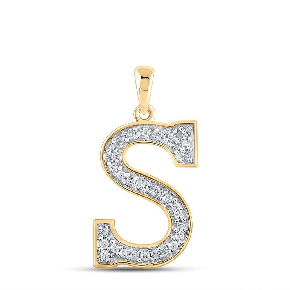 10K Yellow Gold Women's Round Diamond Initial 