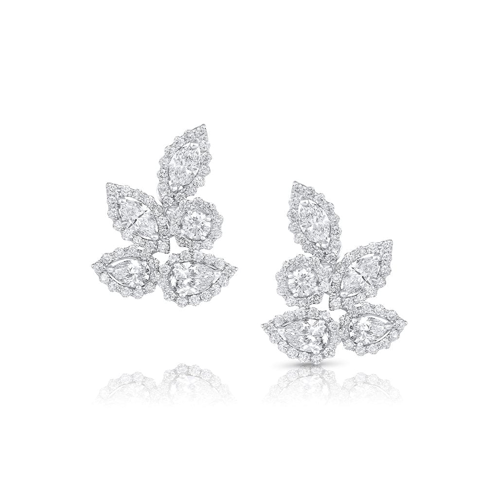 18K White Gold 3.30ctw Diamond Pear and Marquise Stud Earrings for Women - Elegant Wedding, Anniversary & Special Occasion Jewelry Gift