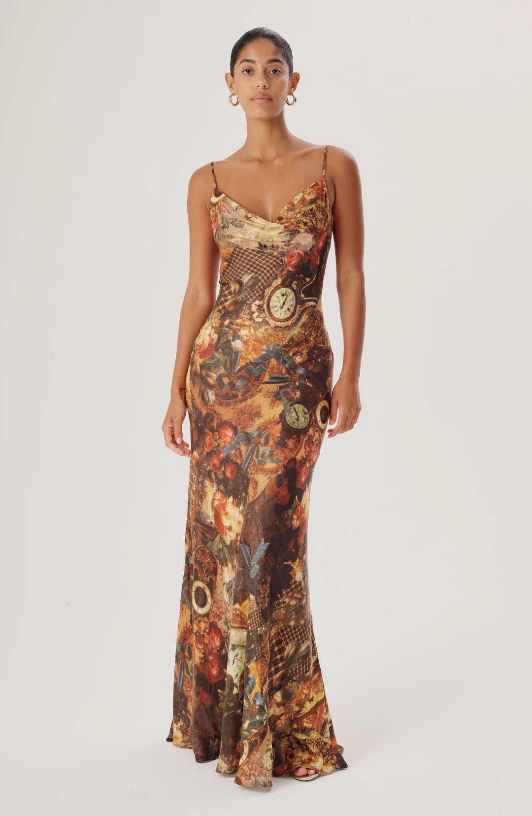 Damian Dress in Bronze Combo - Elegant Women's Evening Gown for Parties, Weddings & Special Occasions