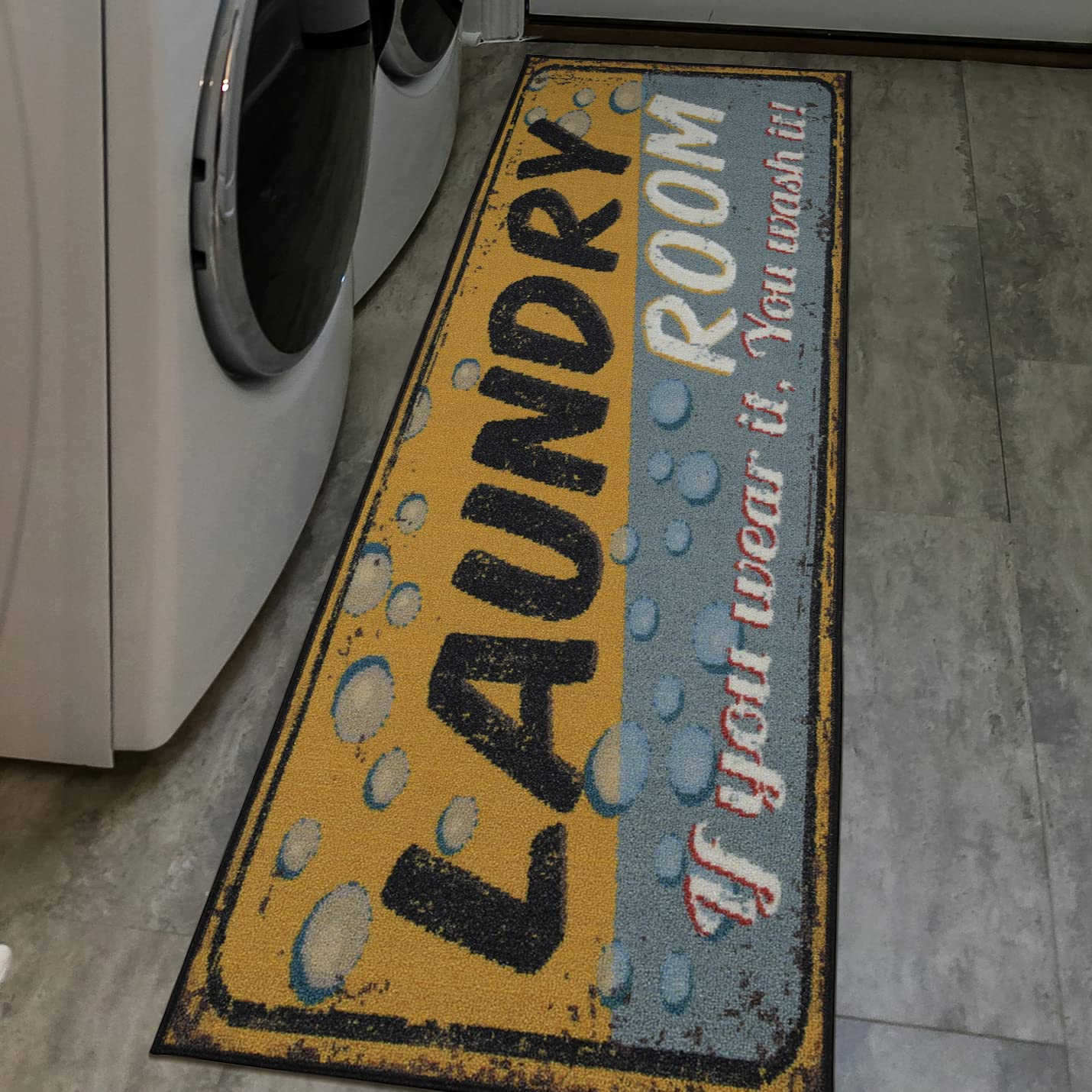 Ottomanson Non-Slip Rubberback Bubble Design Laundry Room Runner Rug 20