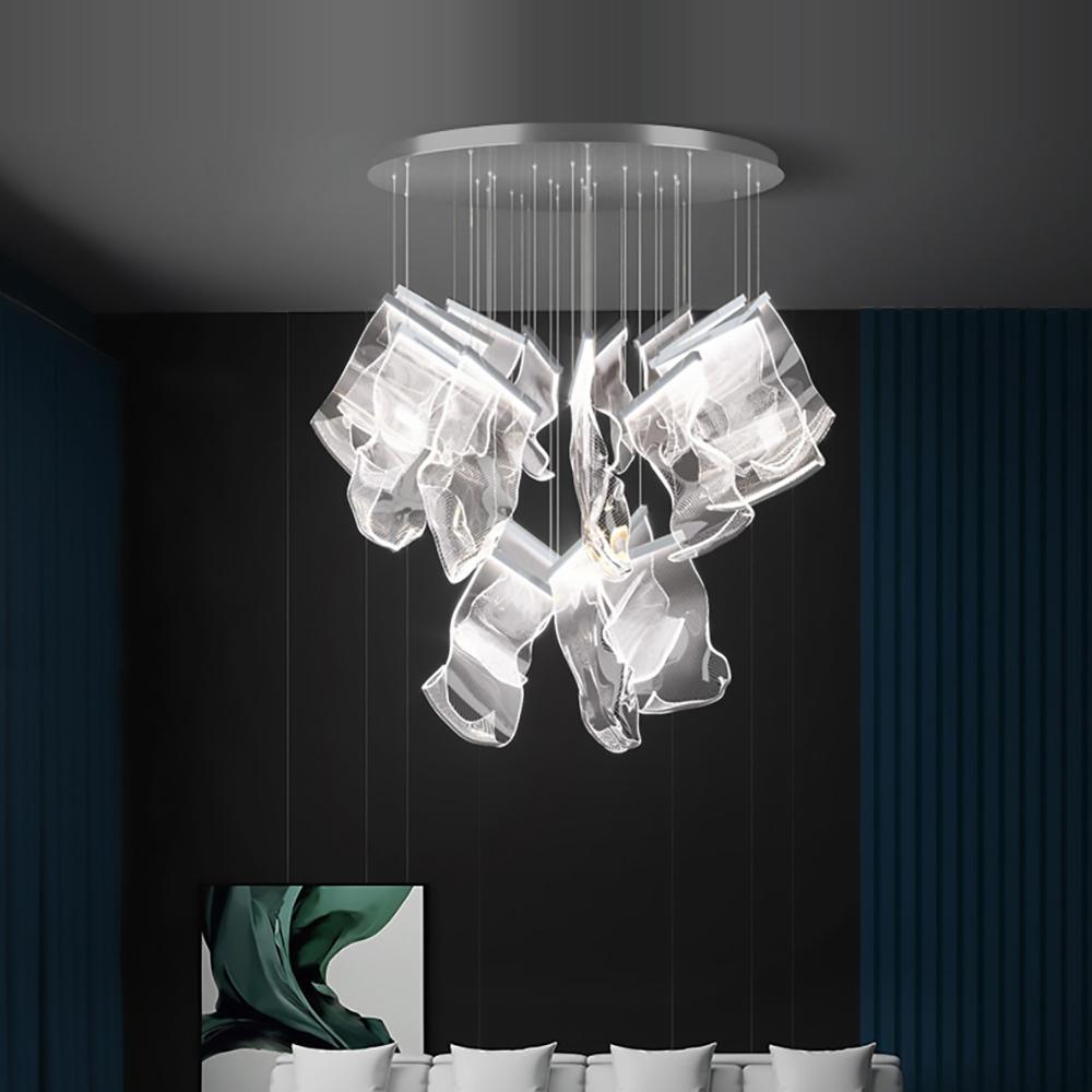 Modern Acrylic LED Chandelier - Energy Efficient Crystal Ceiling Light Fixture for Dining Room, Bedroom & Living Room Decor