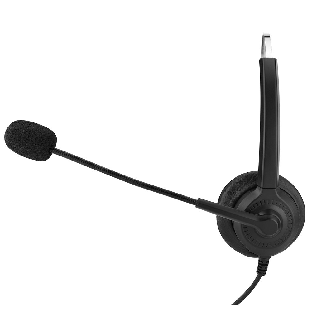 Noise Cancelling Phone Headset with Crystal Clear Microphone - 2.5mm/3.5mm/Dual 3.5mm Jack - 360° Rotatable Earmuffs & Adjustable Headband for Call Center, Office, Computer, Telephone - Perfect for Remote Work, Customer Service & Business Communications