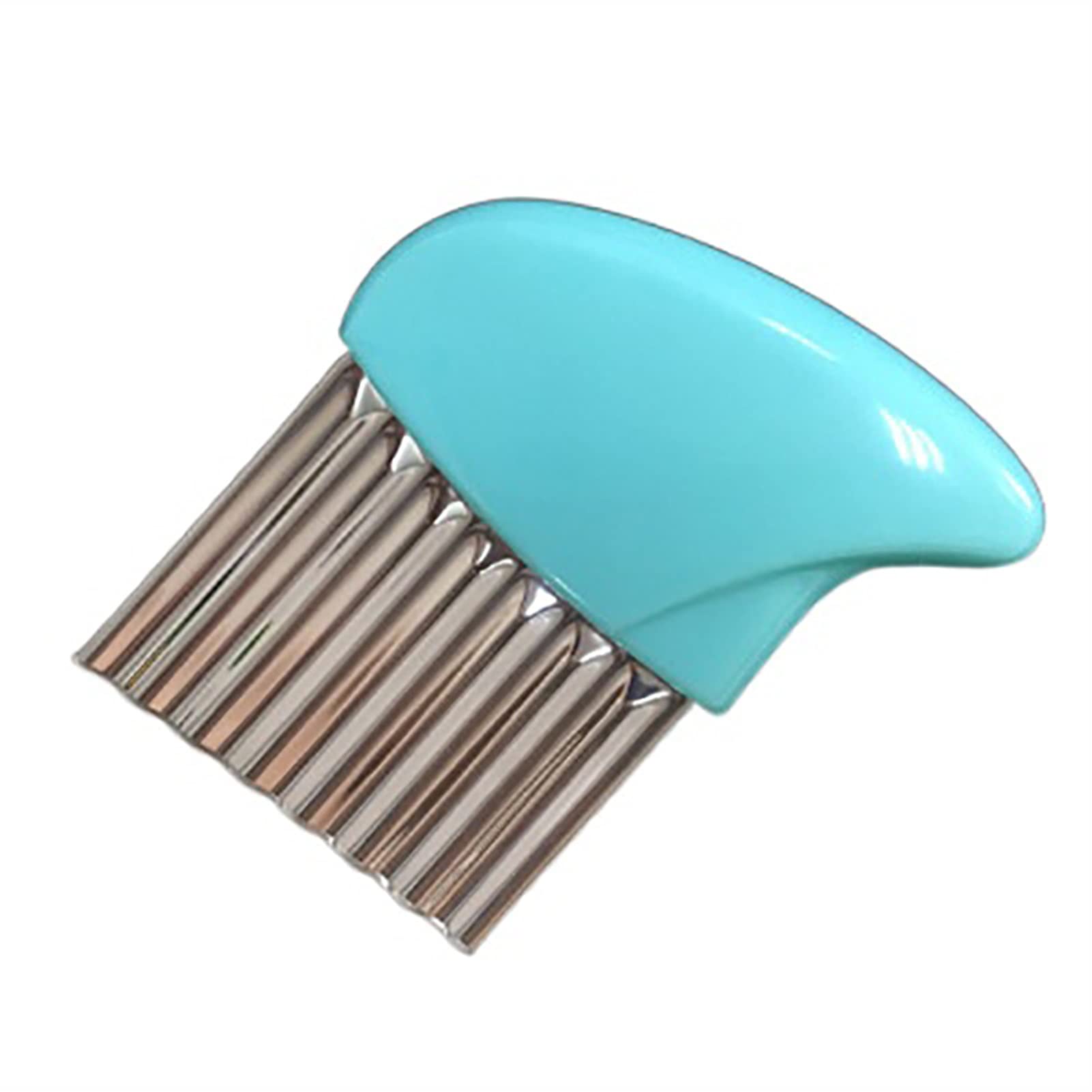 Portable Stainless Steel Wavy French Fries Cutter - Potato Slicer & Vegetable Chopper for Kitchen | Blue | Perfect for Home Cooking, Camping & Fast Food Prep