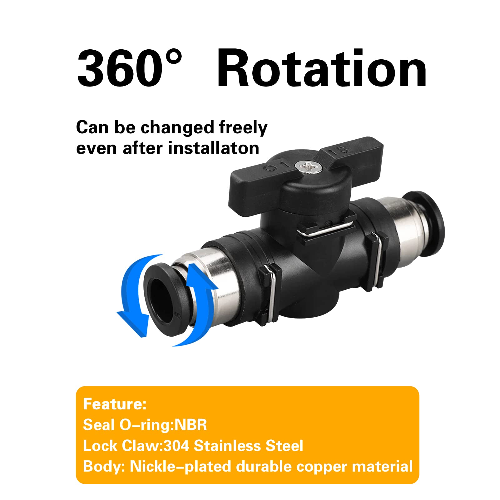 CEKER 1/4 Inch OD Quick Connect Push Fitting - Pneumatic Air Flow Control Valve with Straight Union (1 Pack) - Ideal for Compressed Air Systems, HVAC, and Industrial Automation