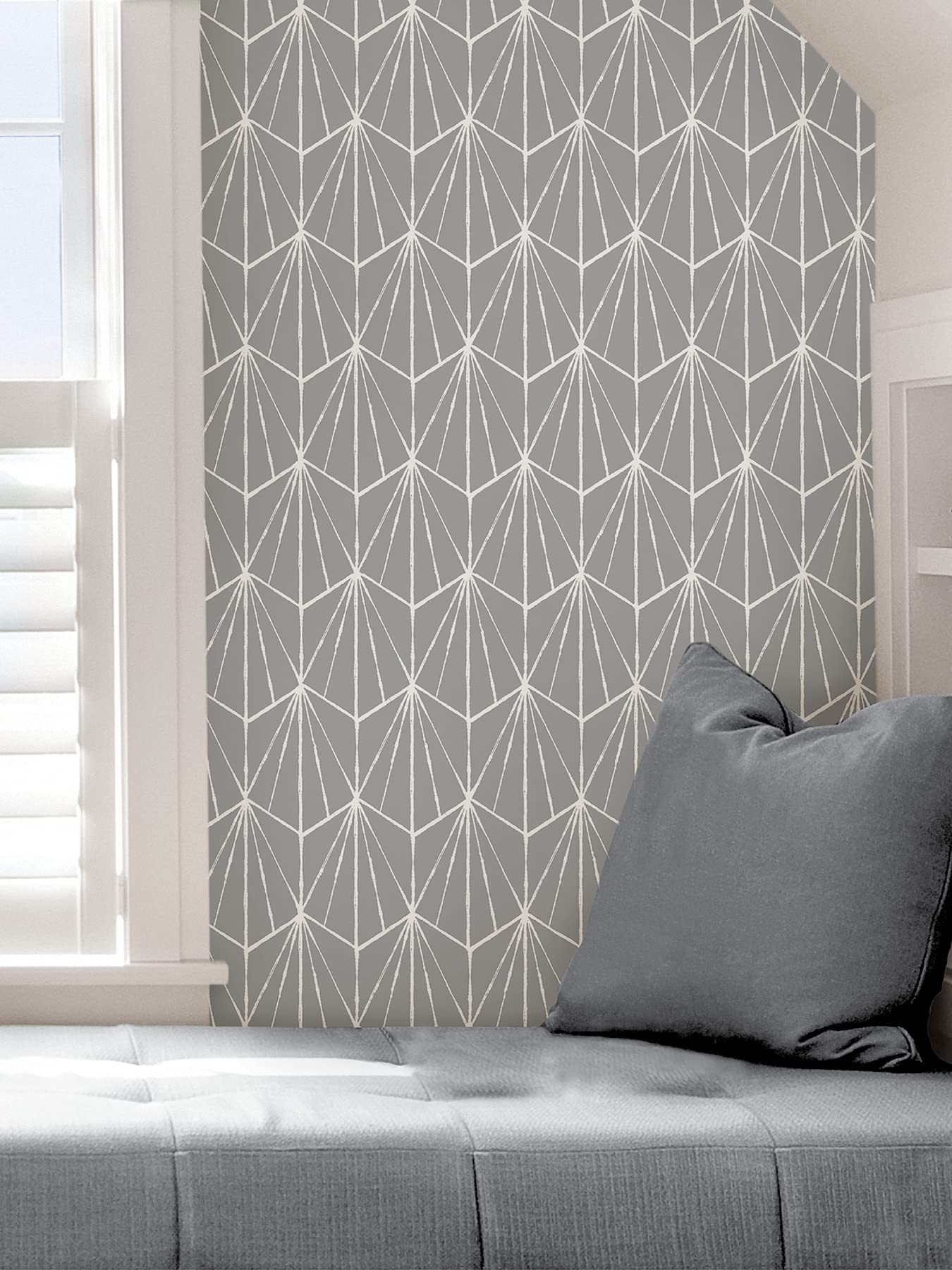 NuWallpaper Grey Dorset Peel & Stick Wallpaper - Self-Adhesive Removable Wallpaper for Bedroom, Living Room, Kitchen - Easy DIY Home Decor Upgrade