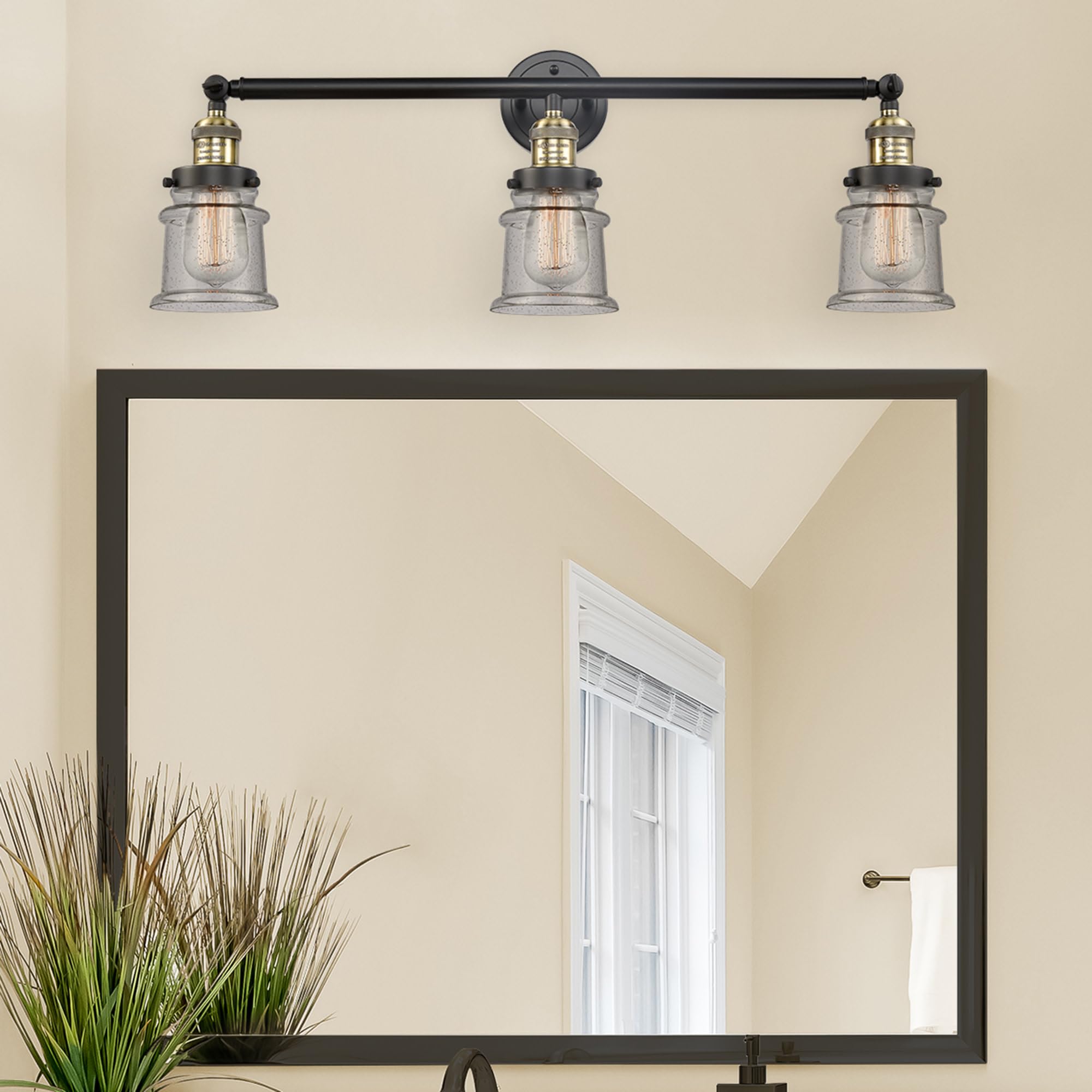 Franklin Restoration Collection 205-OB-G181 3-Light Bathroom Vanity Light Fixture in Antique Bronze - Perfect for Modern and Traditional Bathroom Decor