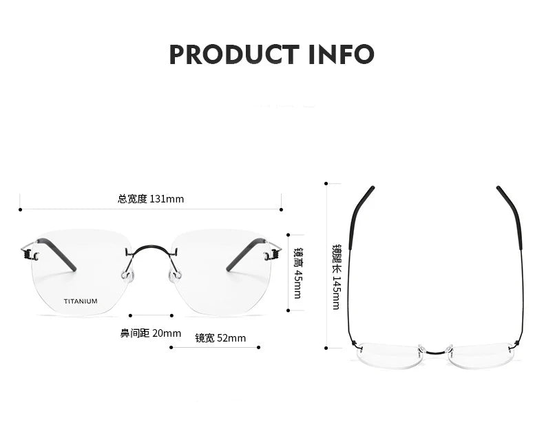 Stylish Aimee Women's Rimless Polygon Screwless Titanium Eyeglasses Frame 942358 - Lightweight & Durable for Work, Reading & Fashion