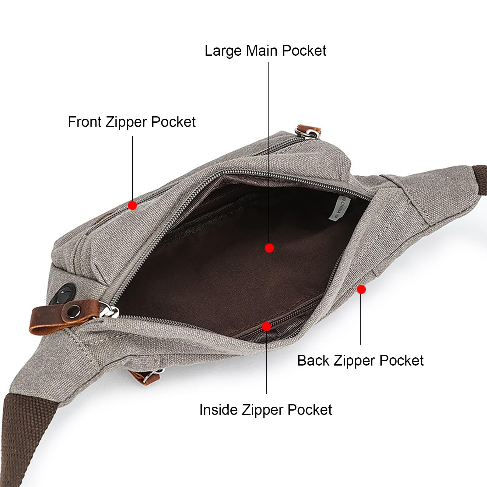 16 OZ Canvas Fanny Pack for Men & Women - Adjustable Crossbody Waist Pack Belt Bag for Travel, Walking, Running, Hiking & Cycling (Black) - Perfect for Outdoor Adventures, Gym & Daily Use
