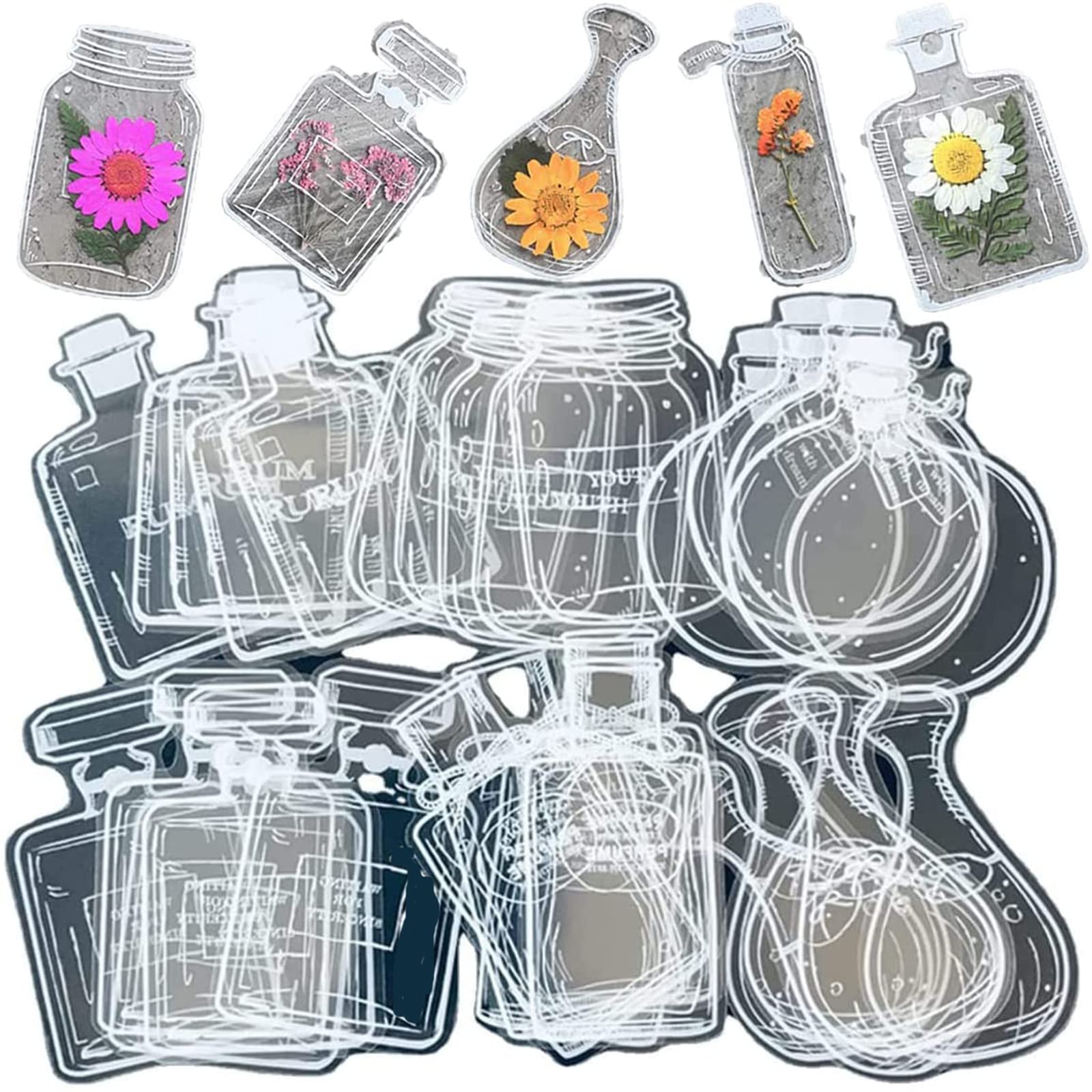 15pcs Transparent Pressed Flower Bookmarks - DIY Dried Flower Herbarium Bookmark Set for Reading, Scrapbooking & Handmade Art Gifts