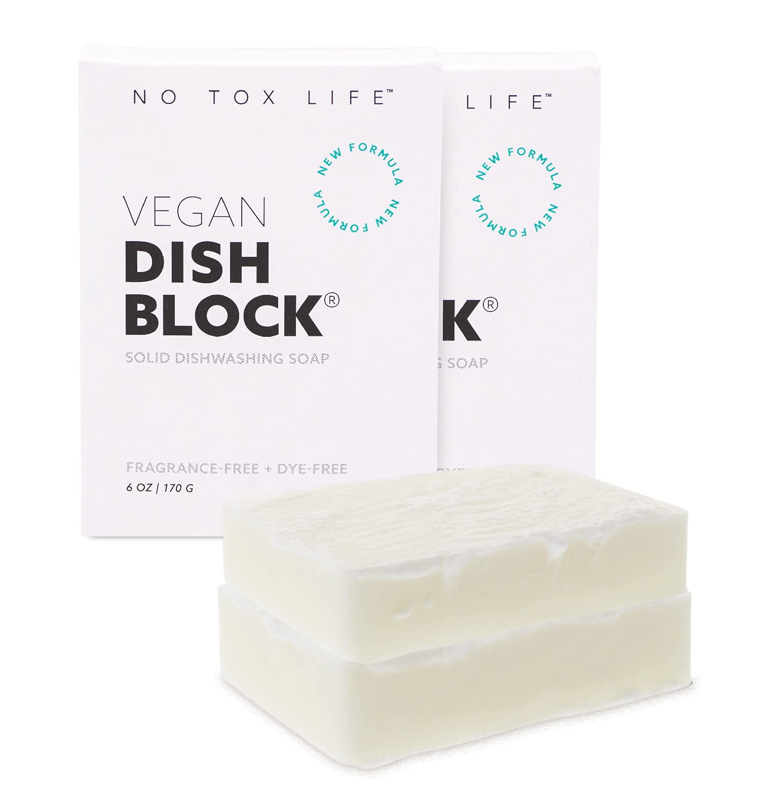 NO TOX LIFE Vegan Dish Block – Biodegradable Solid Soap for Pots & Pans – 2 Pack, Kitchen Cleaning