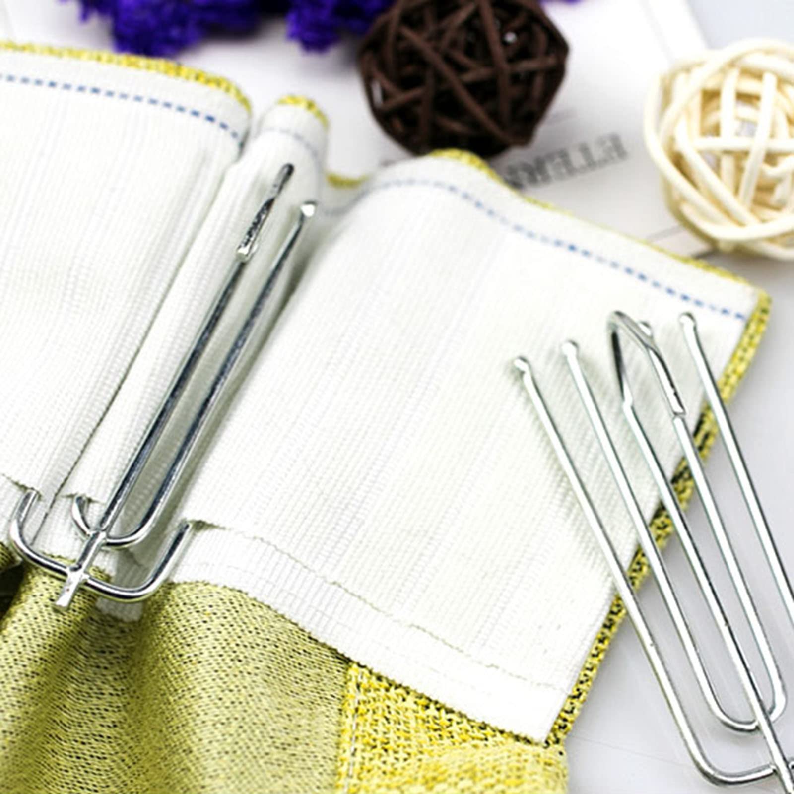 100Pcs Stainless Steel Curtain Pleat Hooks - 4 Prong Pinch Pleat Hook Clips for Window, Door & Shower Curtains | Durable Drapery Hangers & Traverse Pleaters | Perfect for Home, Hotel and Office Decor