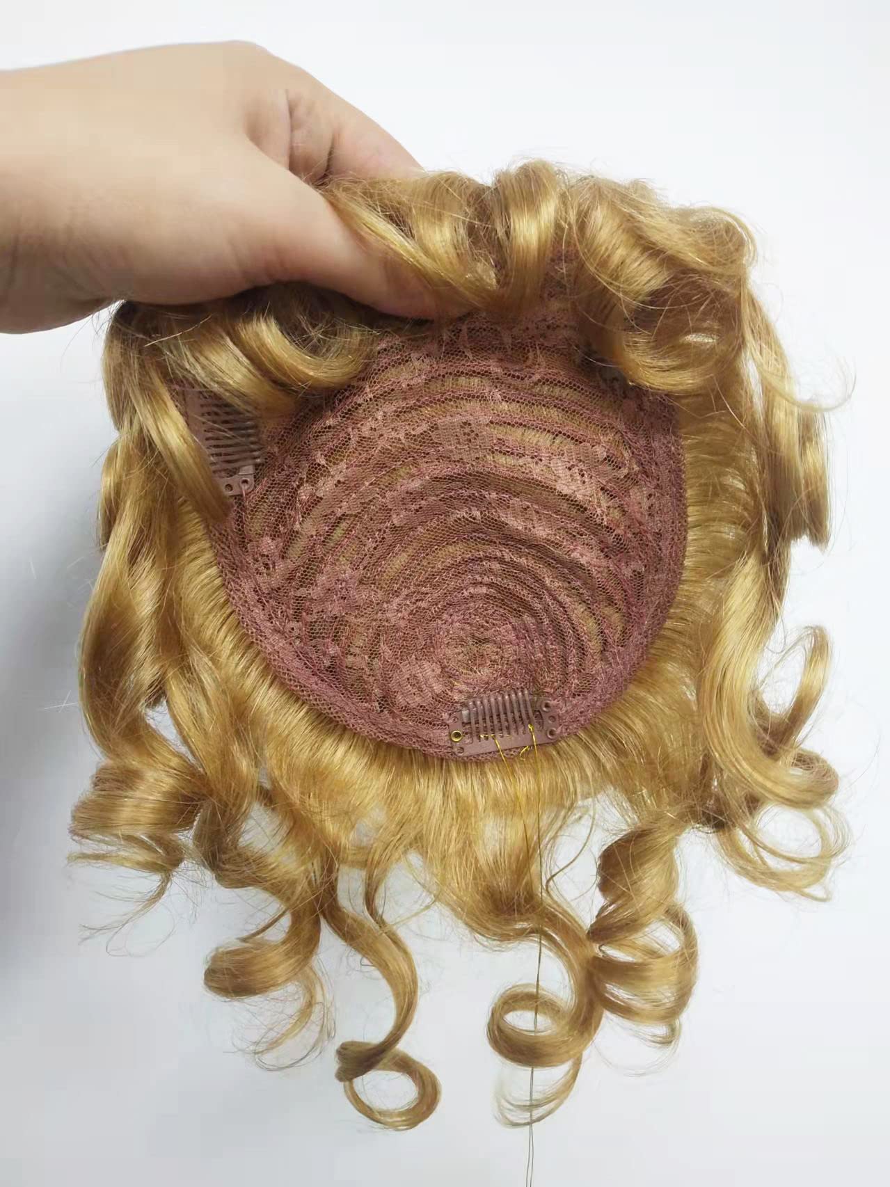 Natural Human Hair Topper Closure | 13x13cm Curly Clip-in Hairpiece | Short Curly Hair Weaving Replacement Wiglet for Women with Thinning Hair | 10inch Honey Blonde Color | Perfect for Daily Wear, Parties & Special Occasions