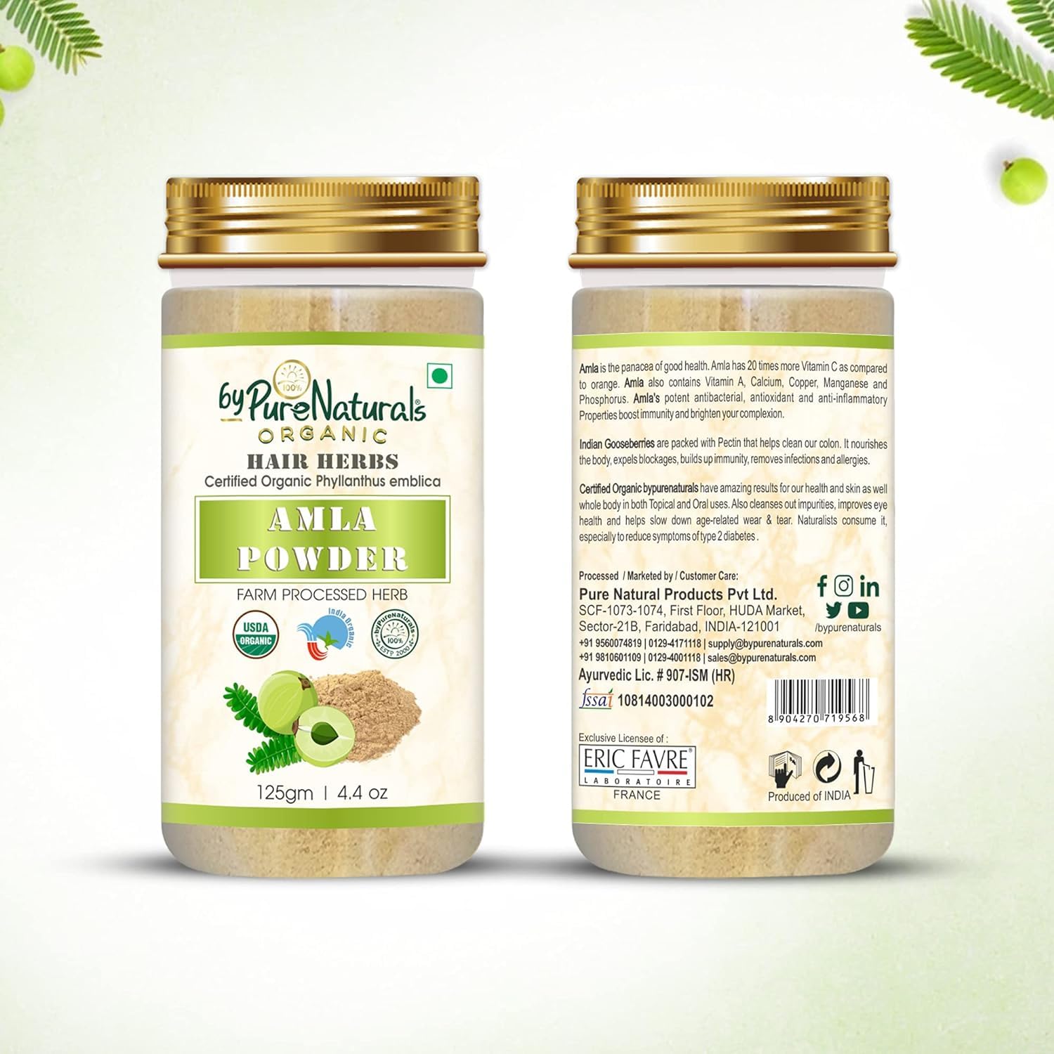 Organic Amla Powder 100% Natural | Phyllanthus Emblica (Indian Gooseberry) | Promotes Hair Growth & Healthy Skin | Face Care & Beauty | 125g for Smoothies, Hair Masks & Skincare Routines