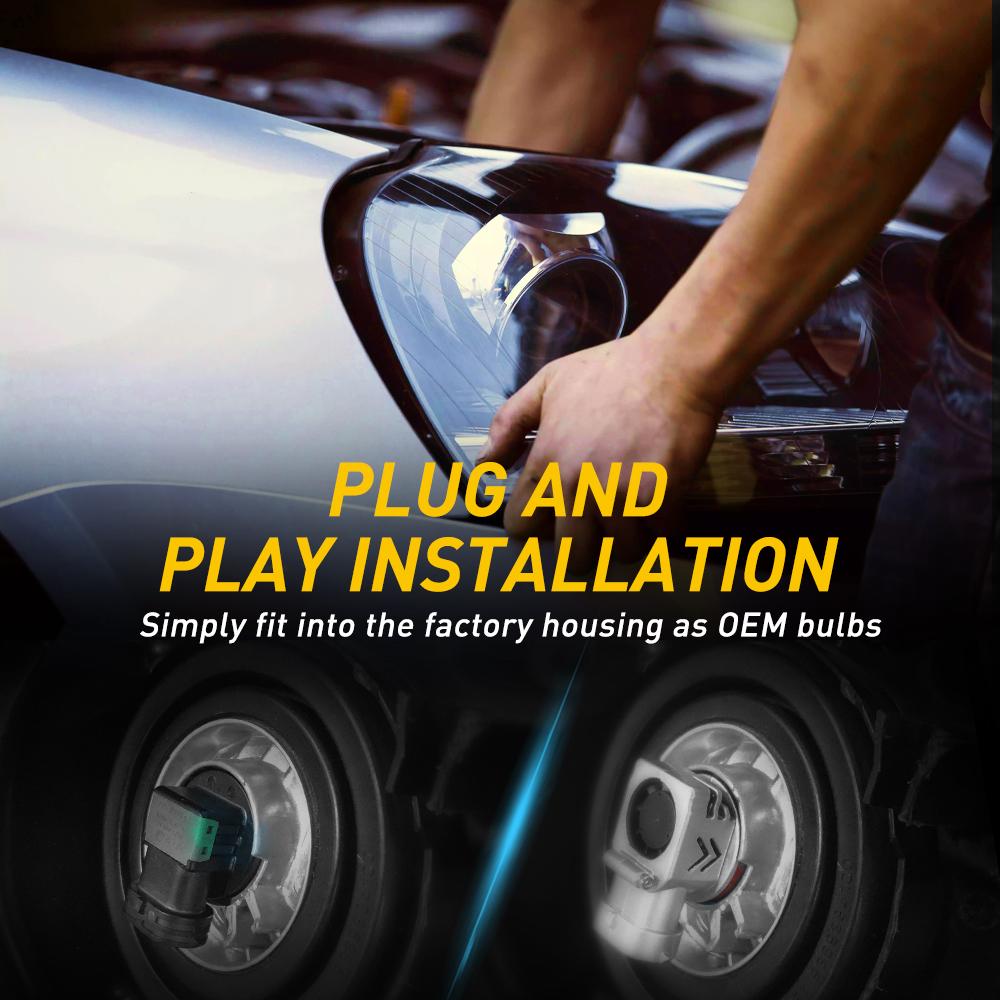 9005 HB3 LED Headlight Bulbs 12000LM High Beam - CANBUS Ready with ZES LED Chips for Cars, Trucks, SUVs - Bright White Light for Night Driving & Foggy Conditions
