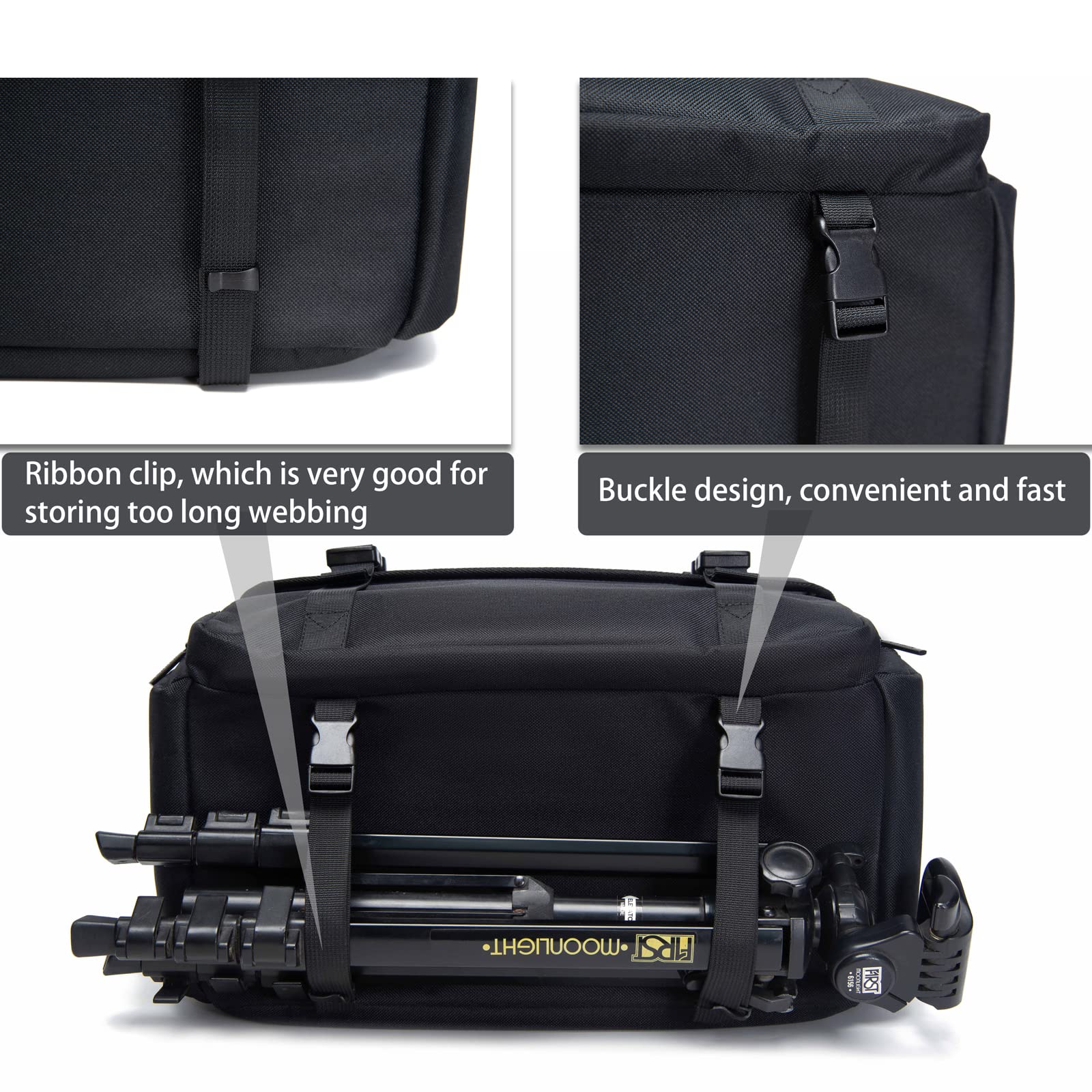 Waterproof DSLR Camera Shoulder Bag with Tripod Holder - Compatible with Nikon, Canon, Sony Mirrorless & SLR Cameras - Durable Messenger Case for Travel, Hiking & Photography (Black, Large)