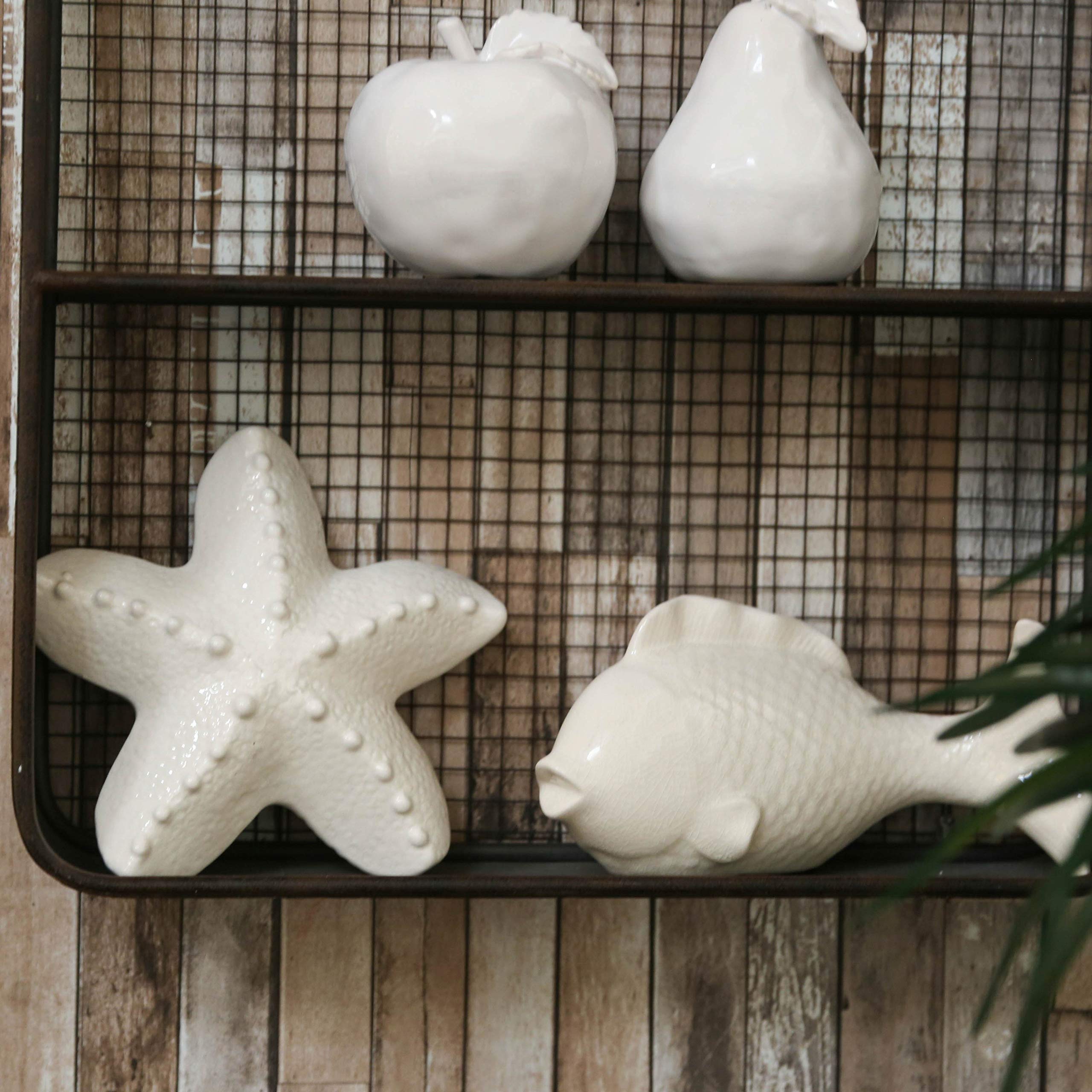 White Ceramic Fish Figurine with Round Belly - Handmade Home Decor, Perfect for Aquarium, Tabletop, or Shelf Display