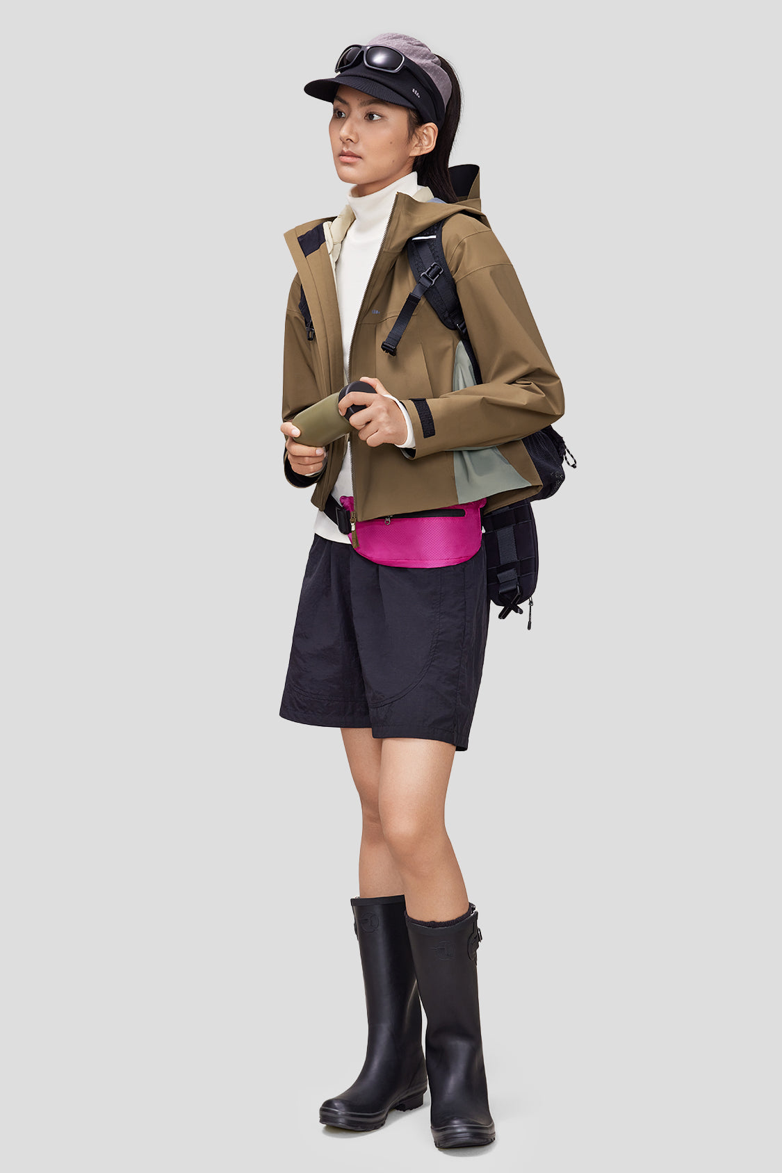 Women's Lightweight 3-in-1 Windbreaker Jacket - Waterproof Raincoat & Hooded Outerwear for Hiking, Running & Travel