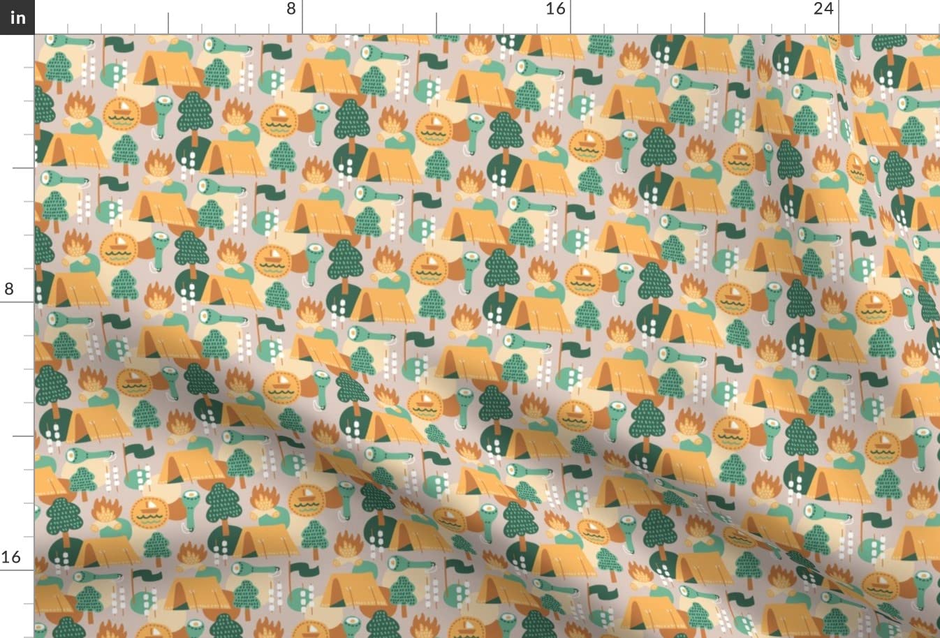 Premium Spoonflower Minky Fabric - Camping Trip Tent & Campfire Outdoor Print - Fat Quarter for Sewing Baby Blankets, Quilt Backing & Plush Toys - Perfect for DIY Crafts, Nursery Decor & Cozy Home Projects