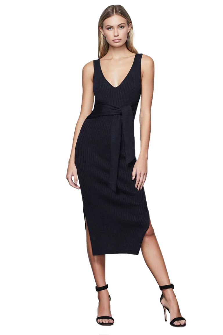 Good American Belted Bodycon Dress for Women - Slimming Midi Dress with Waist Belt for Night Out, Party & Special Occasions