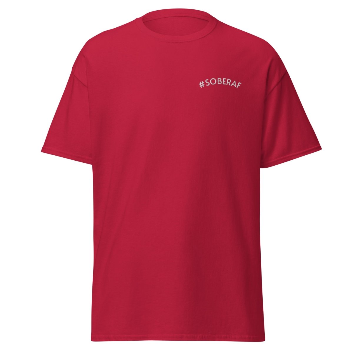 SoberAF Embroidered Statement T-Shirt for Men - Funny Sobriety Tee - Perfect for Recovery Meetings, AA Events & Sober Lifestyle