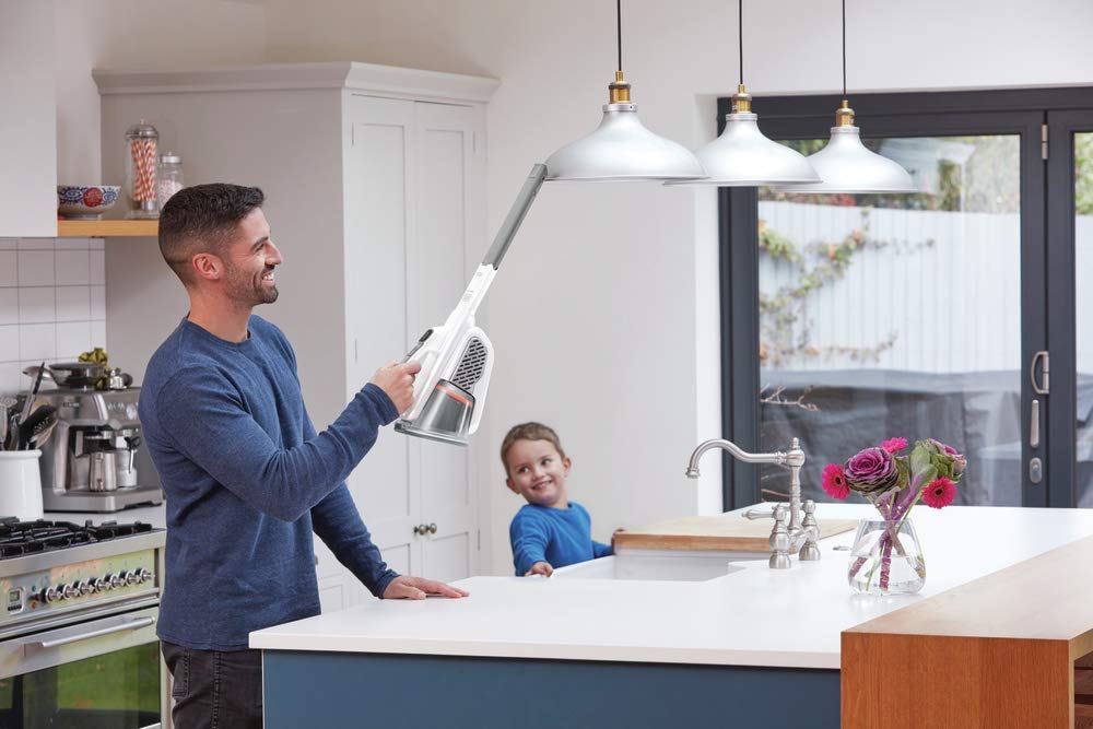 BLACK+DECKER Dustbuster AdvancedClean+ Cordless Handheld Vacuum Cleaner - Powerful 20V Lithium Battery, Lightweight & Portable for Quick Cleanups - Ideal for Home, Car, Stairs, Pet Hair (HHVK320J10, White)