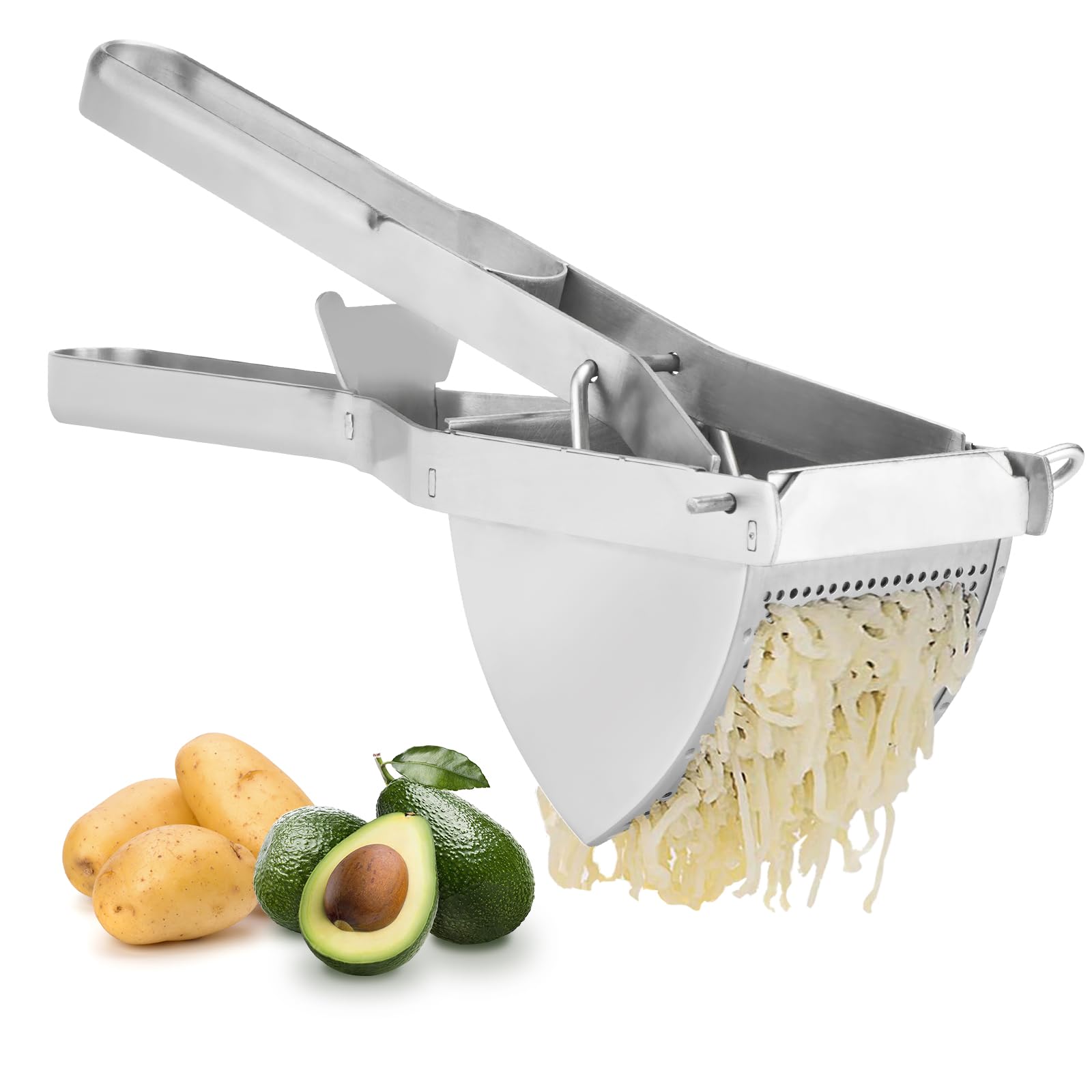 Premium Stainless Steel Potato Ricer & Masher - Heavy Duty Kitchen Tool for Smooth, Fluffy Mashed Potatoes, Purees & Fruit Juices | Perfect for Home Cooking, Baby Food Prep & Restaurant Use
