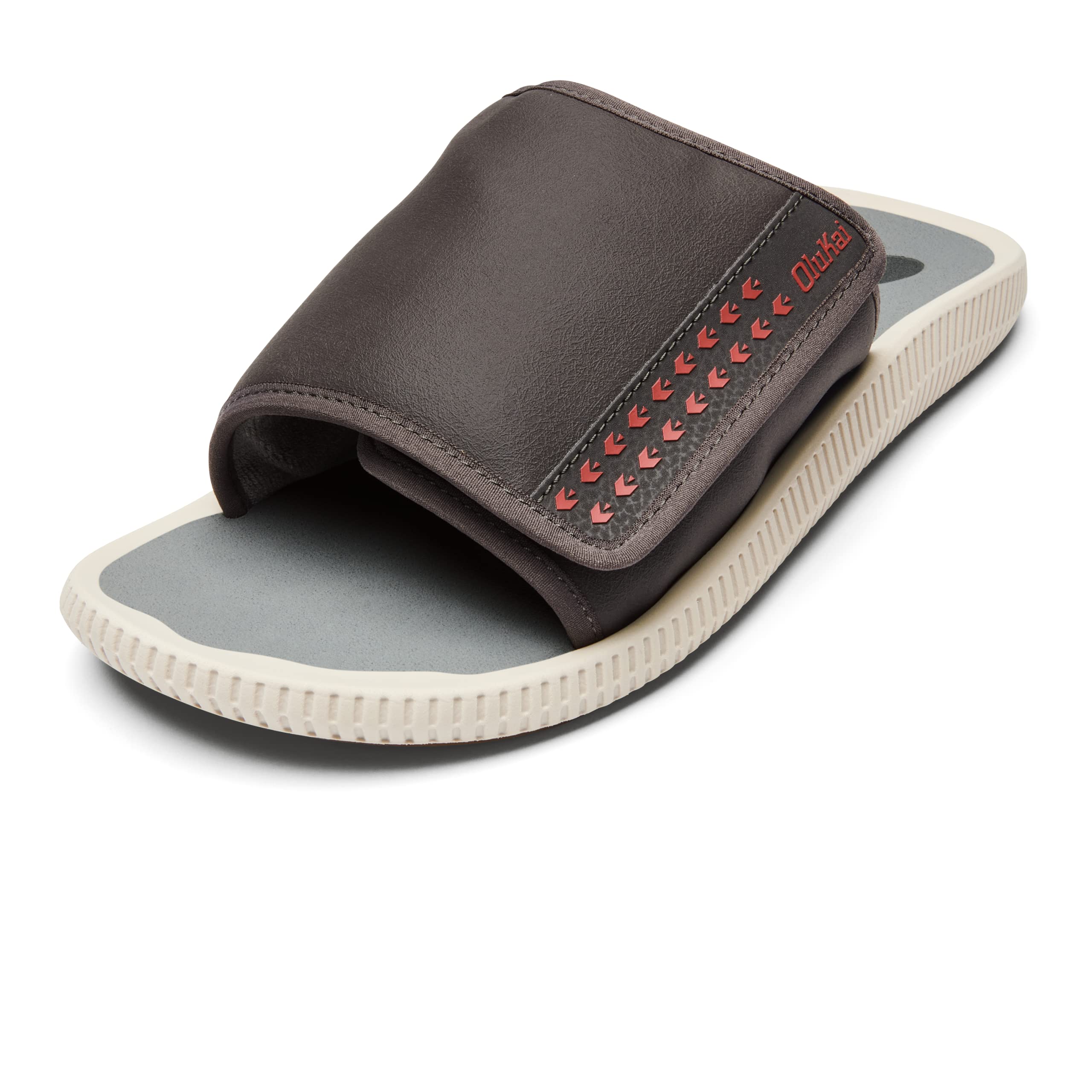 OLUKAI Ulele Olu Men's Slide Sandals - Water Resistant Beach Shoes with Adjustable Straps & Comfort Fit - Non-Slip Wet Grip Rubber Soles for Pool, Beach, and Outdoor Activities