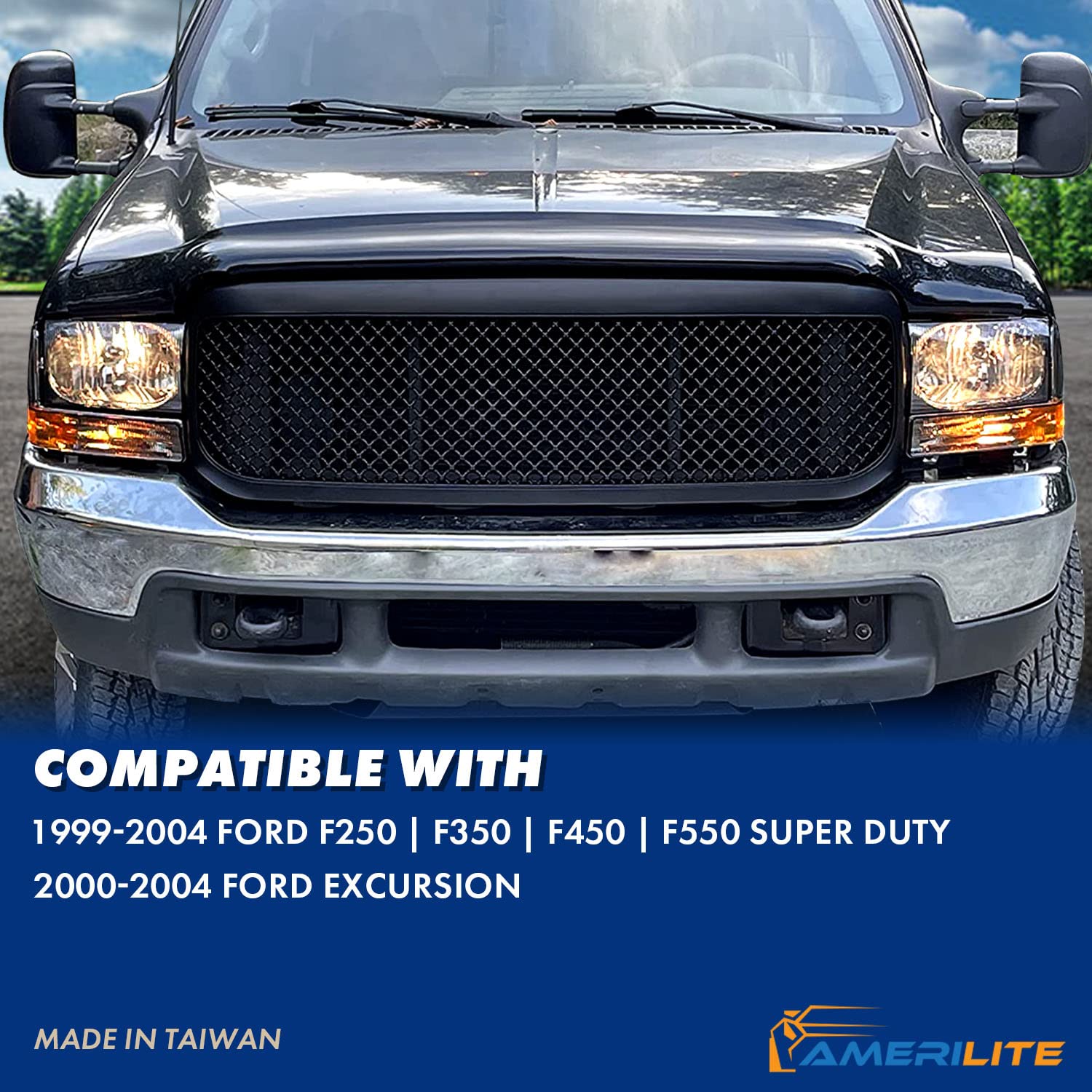 AmeriLite OE Smoke Headlights Set for Ford F250 F350 - Easy Installation