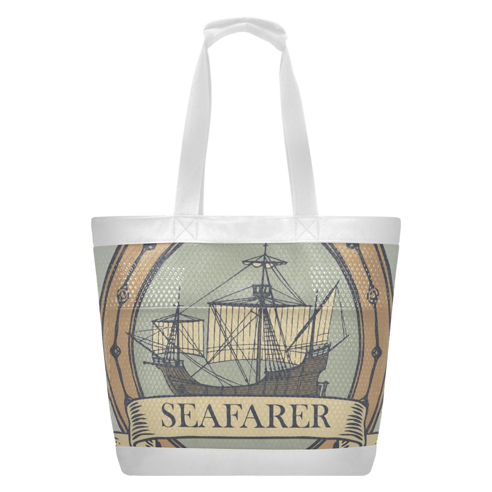 J JOYSAY Water Resistant Mesh Beach Tote Bag - Large Yacht Sailing Shoulder Bag for Women, Durable Beach Accessories (Perfect for Pool, Vacation, Travel & Summer Outings)