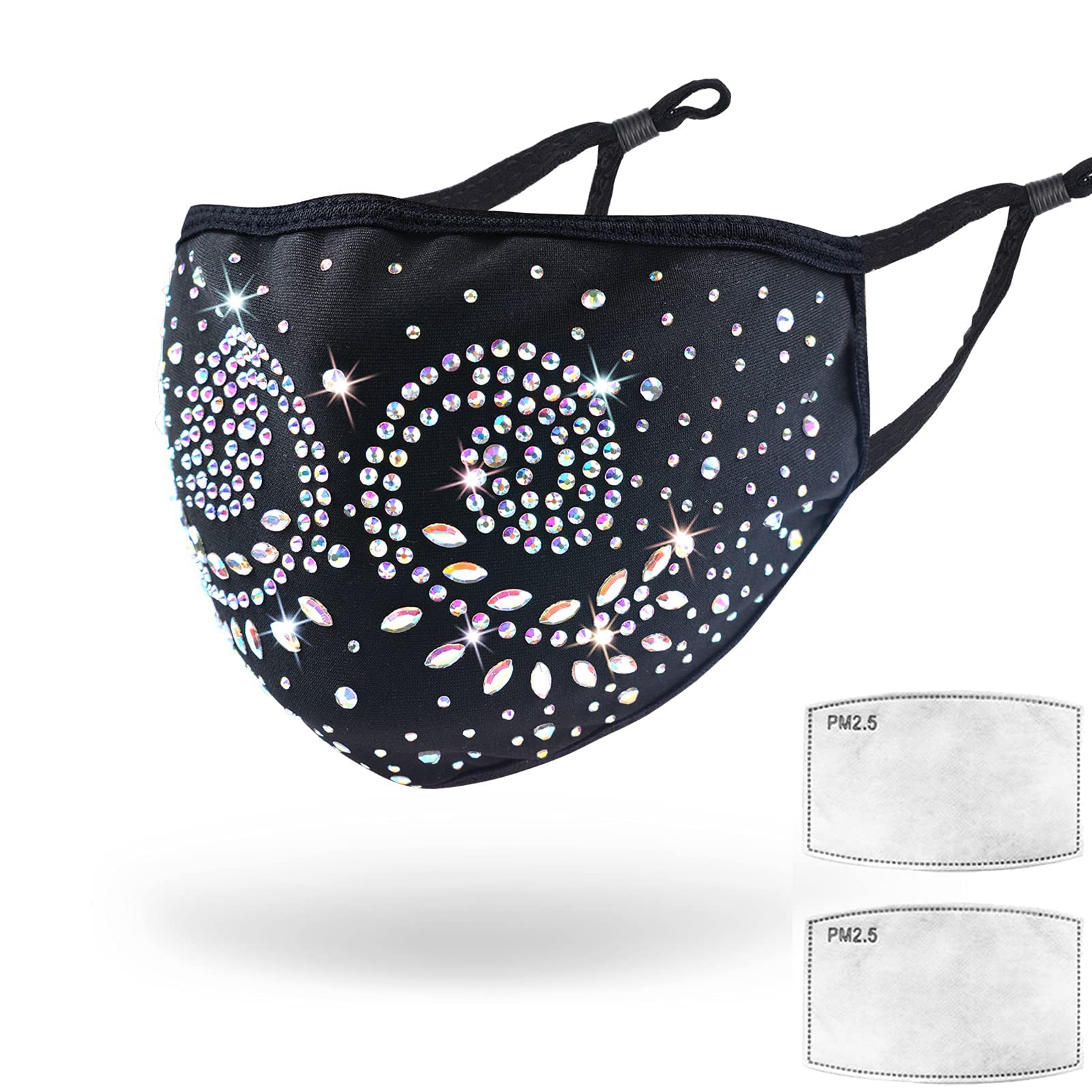 Sparkly Rhinestone Face Mask - Bling Glitter Washable & Reusable Party Mask for Women | Perfect for Halloween, Cosplay, Prom & Festive Events