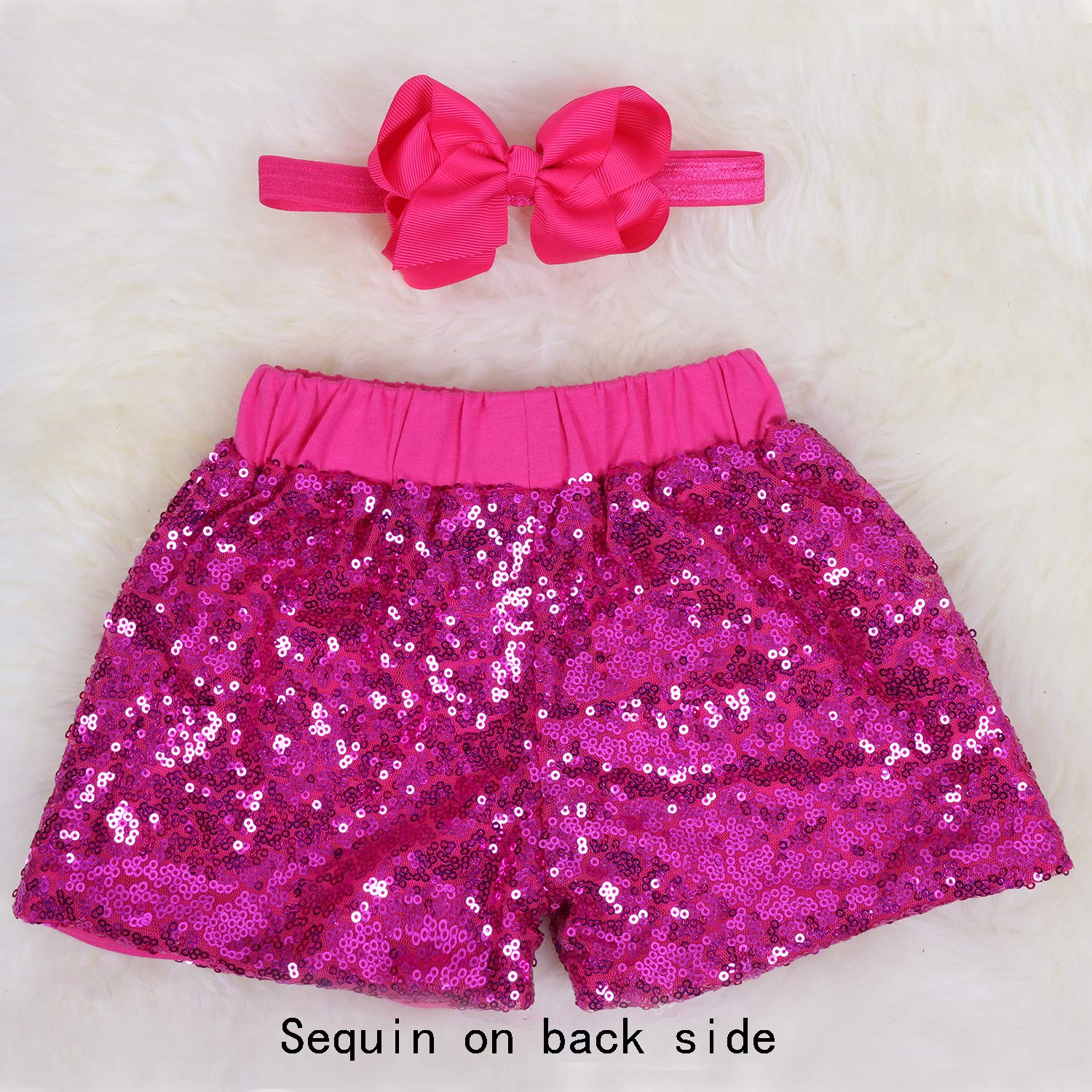 Sparkly Sequin Shorts for Baby Girls - Glitter on Both Sides, Toddler Birthday Outfit with Matching Headband | Perfect for Parties, Photo Shoots & Special Occasions