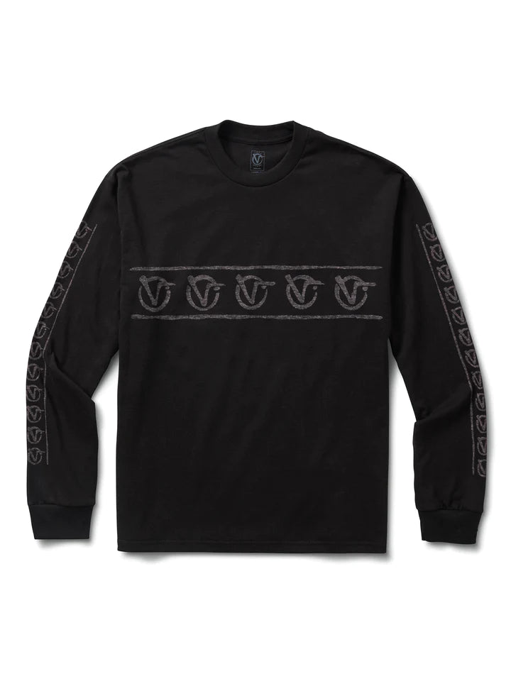VANS Rowan Zorilla Long Sleeve T-Shirt for Men - Black Cotton Crewneck Casual Shirt - Perfect for Skateboarding, Streetwear & Everyday Wear