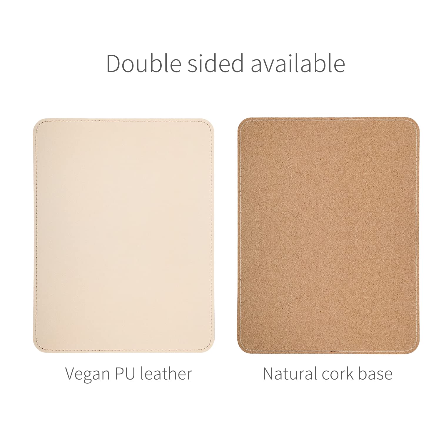 RENMTURE Dual-Sided Mouse Pad - Natural Cork & Faux Leather Desk Mat for Office & Home, 8