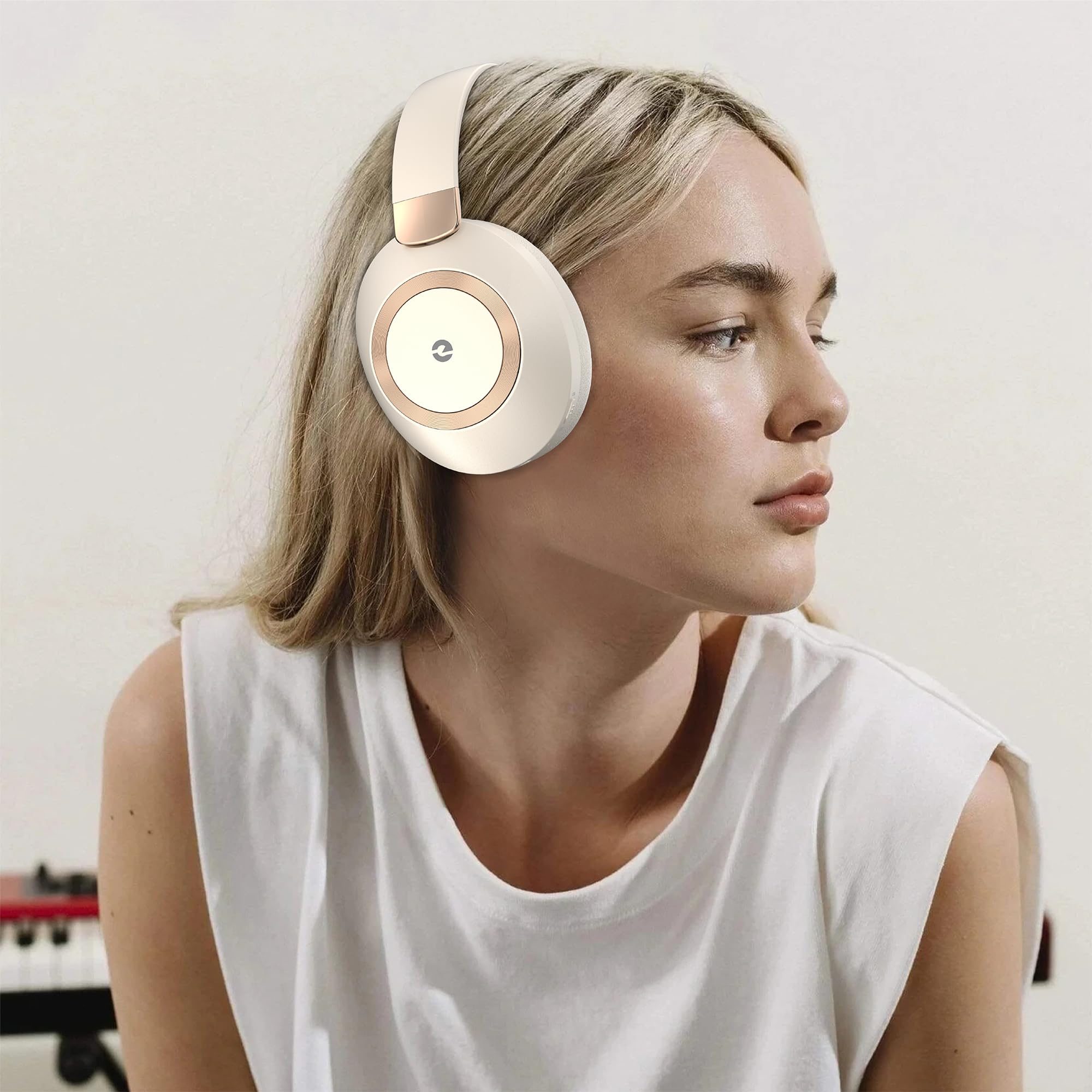 Wireless Bluetooth Headphones with Active Noise Cancelling, 100H Playtime, Deep Bass & Fast Charging - Over-Ear Headphones with Built-in Mic for Travel, Work & Gaming