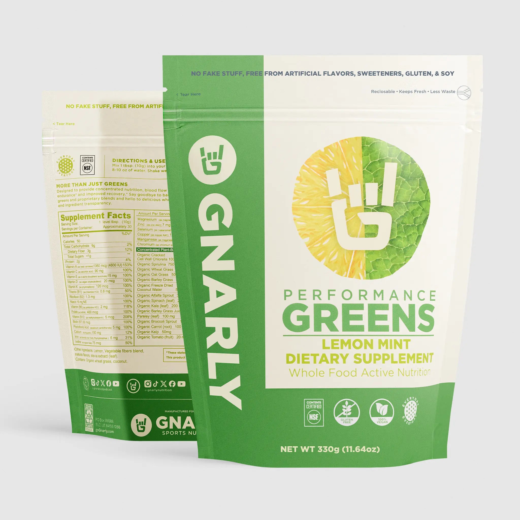 Gnarly Performance Greens Superfood Powder - Organic Vegan Greens Supplement for Energy & Digestion - Perfect for Smoothies, Juices & Post-Workout Recovery